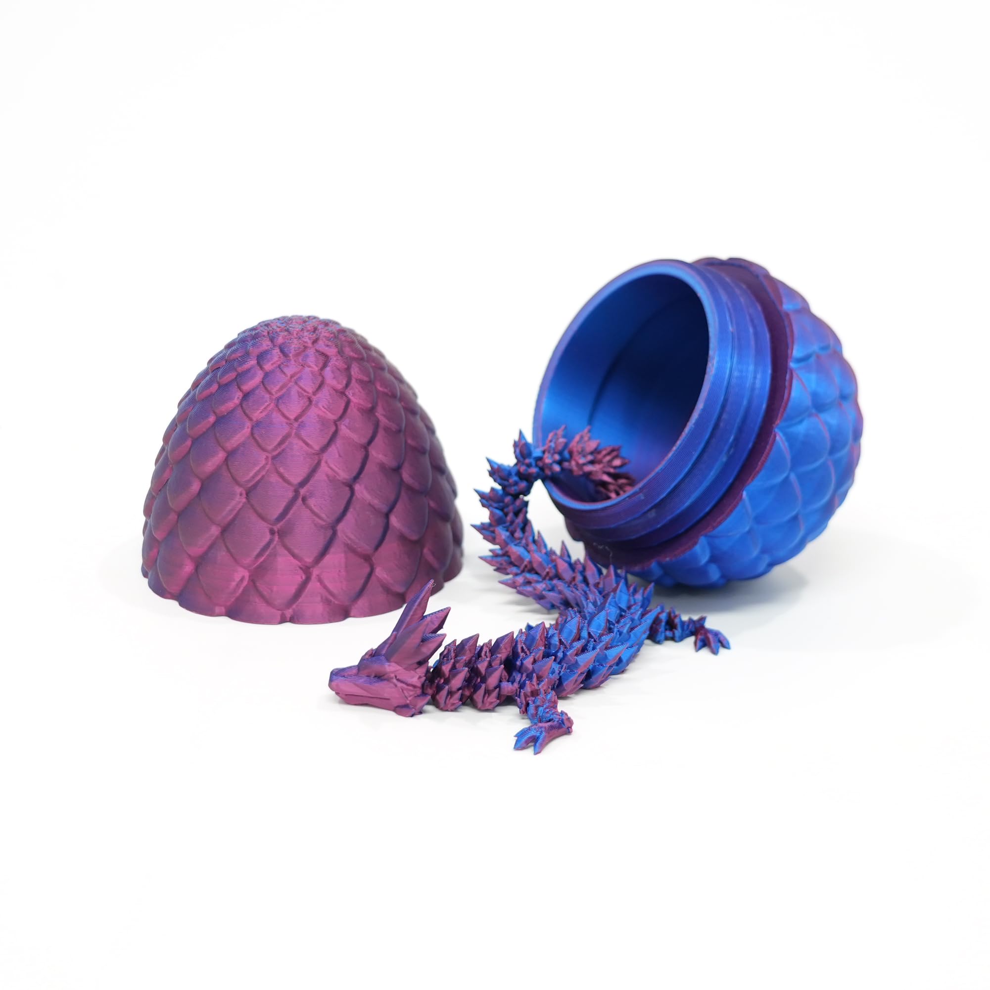 Flavery 3D Printed Egg with 12" Flexible Pearly Sheen Dragon Inside, 3D Printed Surprise Gift - Image 3