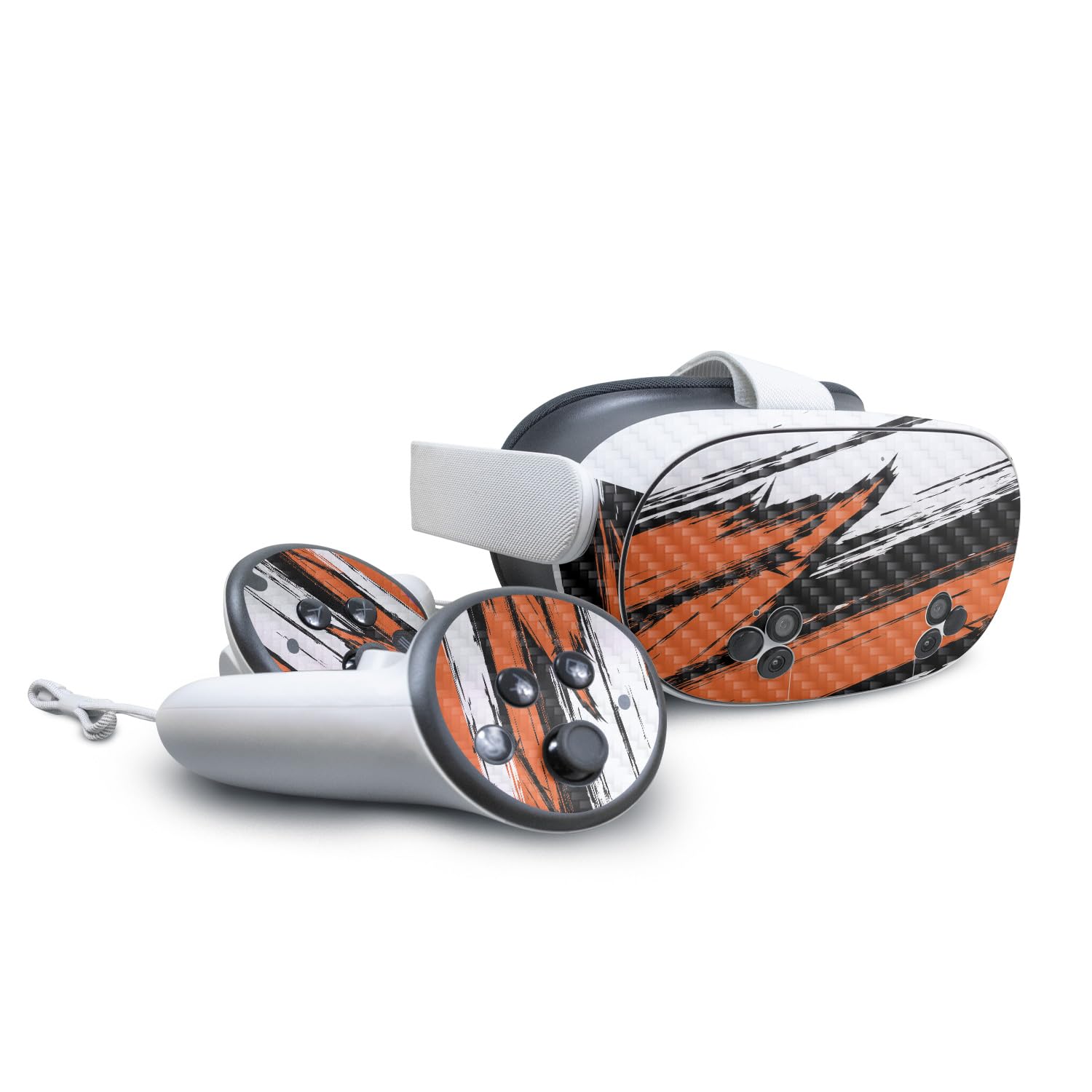 Carbon Fiber VR Skin Compatible with Meta Quest 3S - Grunge Orange - Premium 3M Vinyl Protective Wrap Decal Cover - Easy to Apply | Crafted in The USA by MightySkins