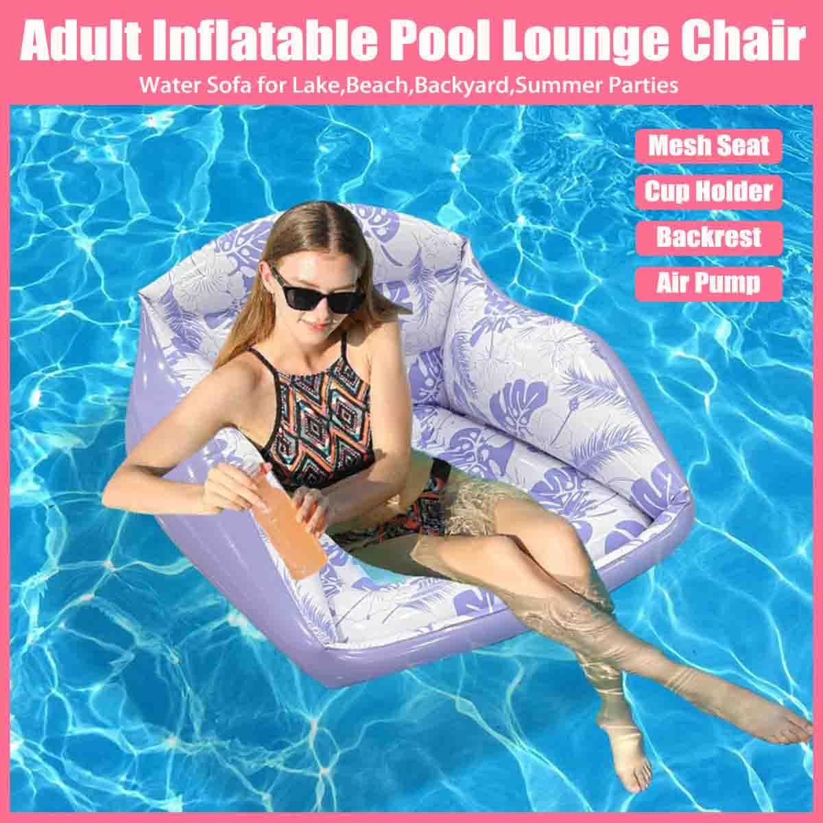 Sedia Gonfiabile 3 In 1 Per Piscina,Sedie Da Piscina Con Sedile In Rete,Portabicchiere E Pompa Ad Aria,Sedia Galleggiante Multiuso Con Schienale,Amaca D'Acqua Per Per Lago,Spiaggia,Feste