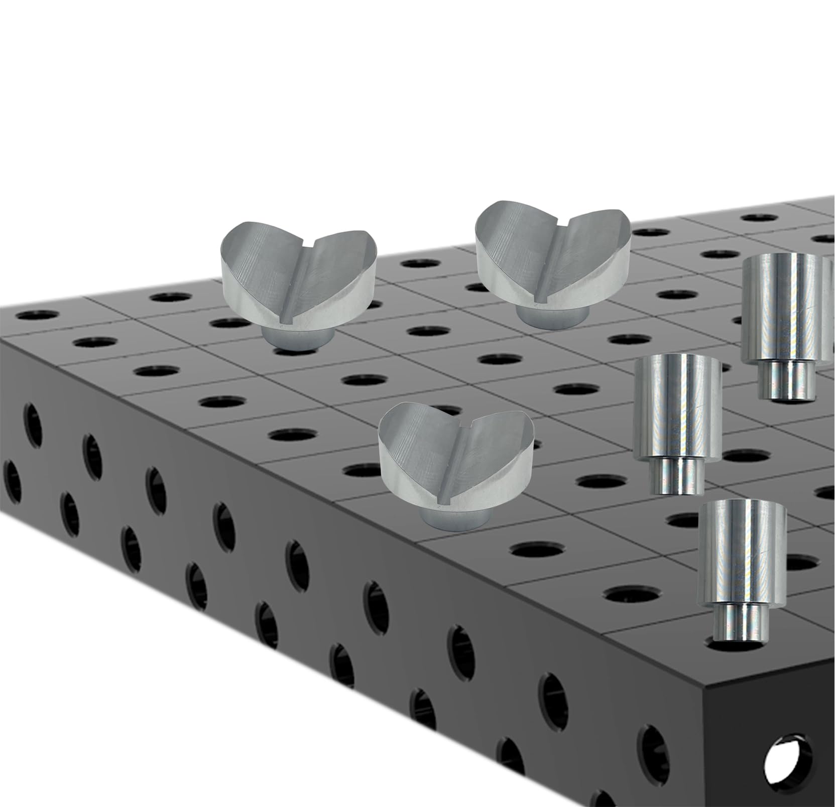 Goupilles de fixation pour table à souder, 12 pièces 5/8 x 1 x 1,5 pouces, accessoires en aluminium, rainure en V, tube rond, kit de fixation rapide (12 broches de fixation)