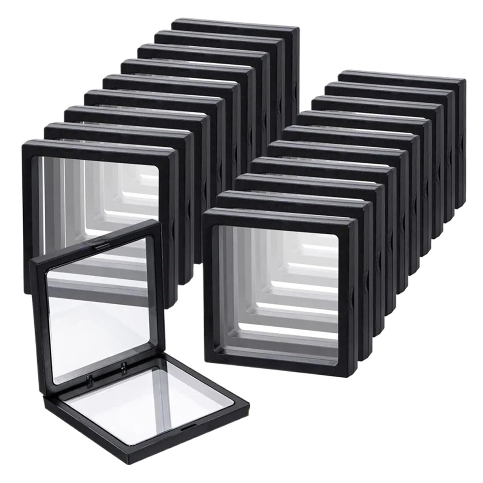 ZGCrumphant Display Floating Frame 1-50PCS Black 3D Floating Frame Display Holder Stands Coin Jewelry for Challenge Coins for Coins Jewelry(Black 10pcs,9x9cm)