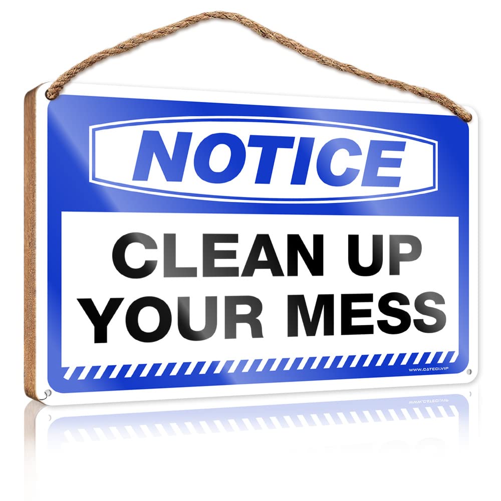 DTHA Home Decor Ideas Kitchen Notice Clean Up Your Mess Wooden Sign Winter Signs For Home Decor Indie Room Decor(15X28CM)