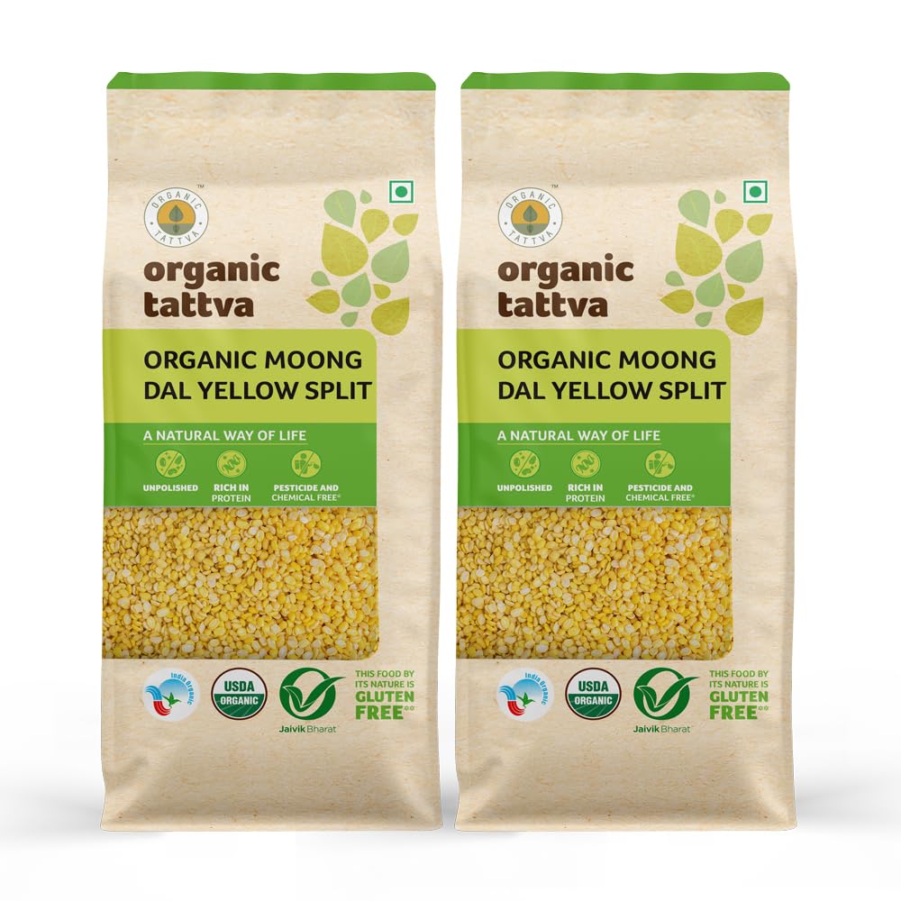 Organic Tattva, Organic Yellow Moong Split Gluten Free and Unpolished Dal, 1 Kg (Pack of 2) (B09DFYVJHS) Amazon Price History, Amazon Price Tracker
