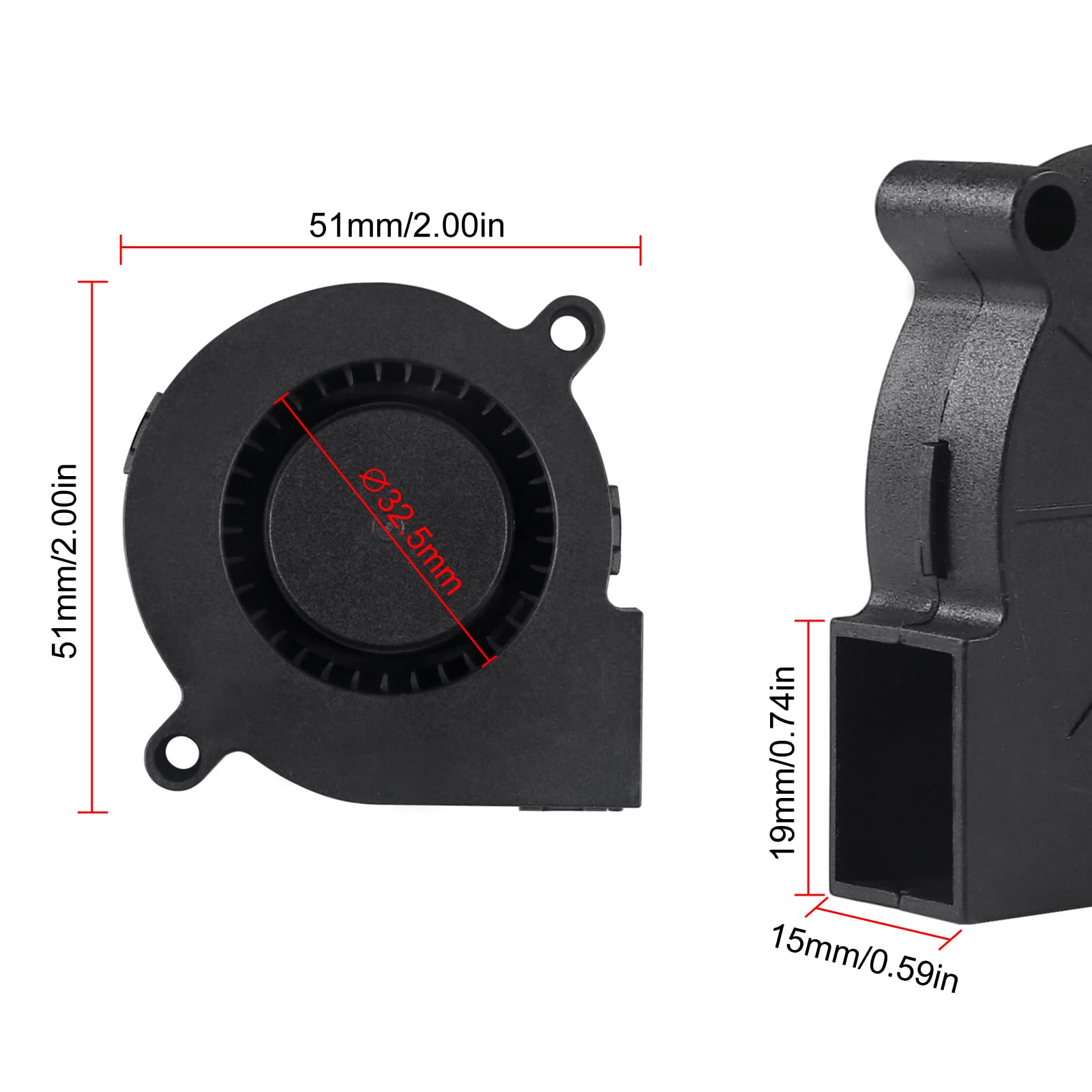 4 PZ 5015 Ventole di Raffreddamento USB Ventilatore Stampante 3D DC 5V Ventole Ventilatore Turbina Turbo Cuscinetto Idraulico Brushless Raffreddamento 50x50x15mm (DC 5V-USB)