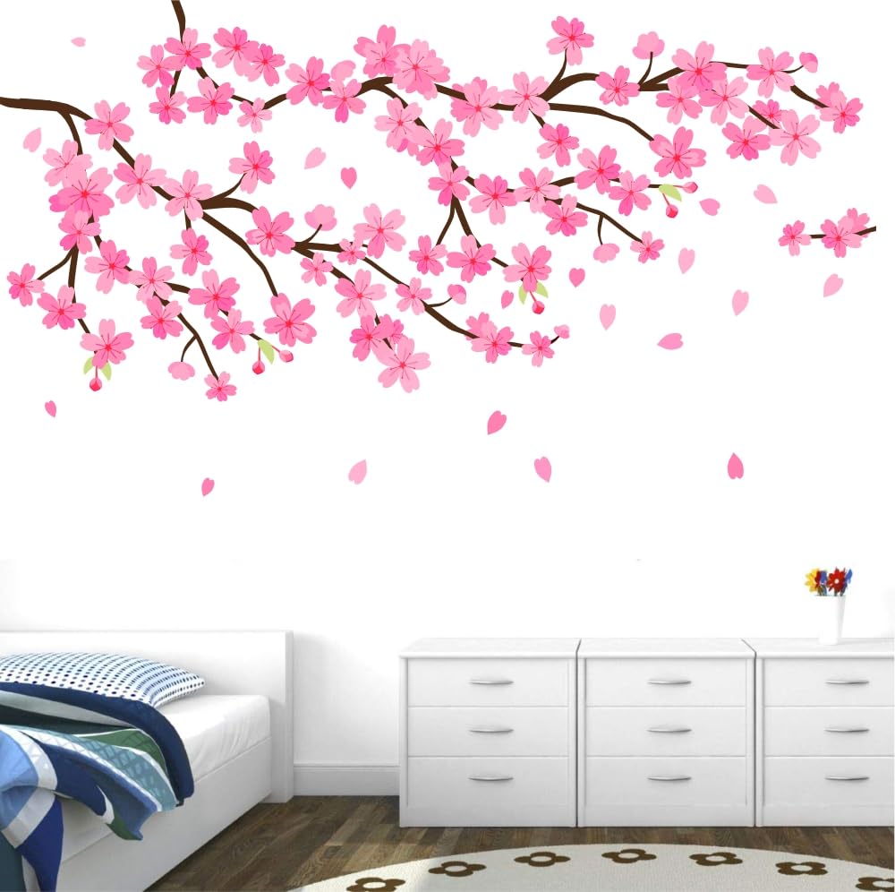CAVE ART  Pink Cherry Tree Flower Blossom Butterfly Dcor Wall Stickers for Living Room (CA242) (B0CH5F39S6) Amazon Price History, Amazon Price Tracker