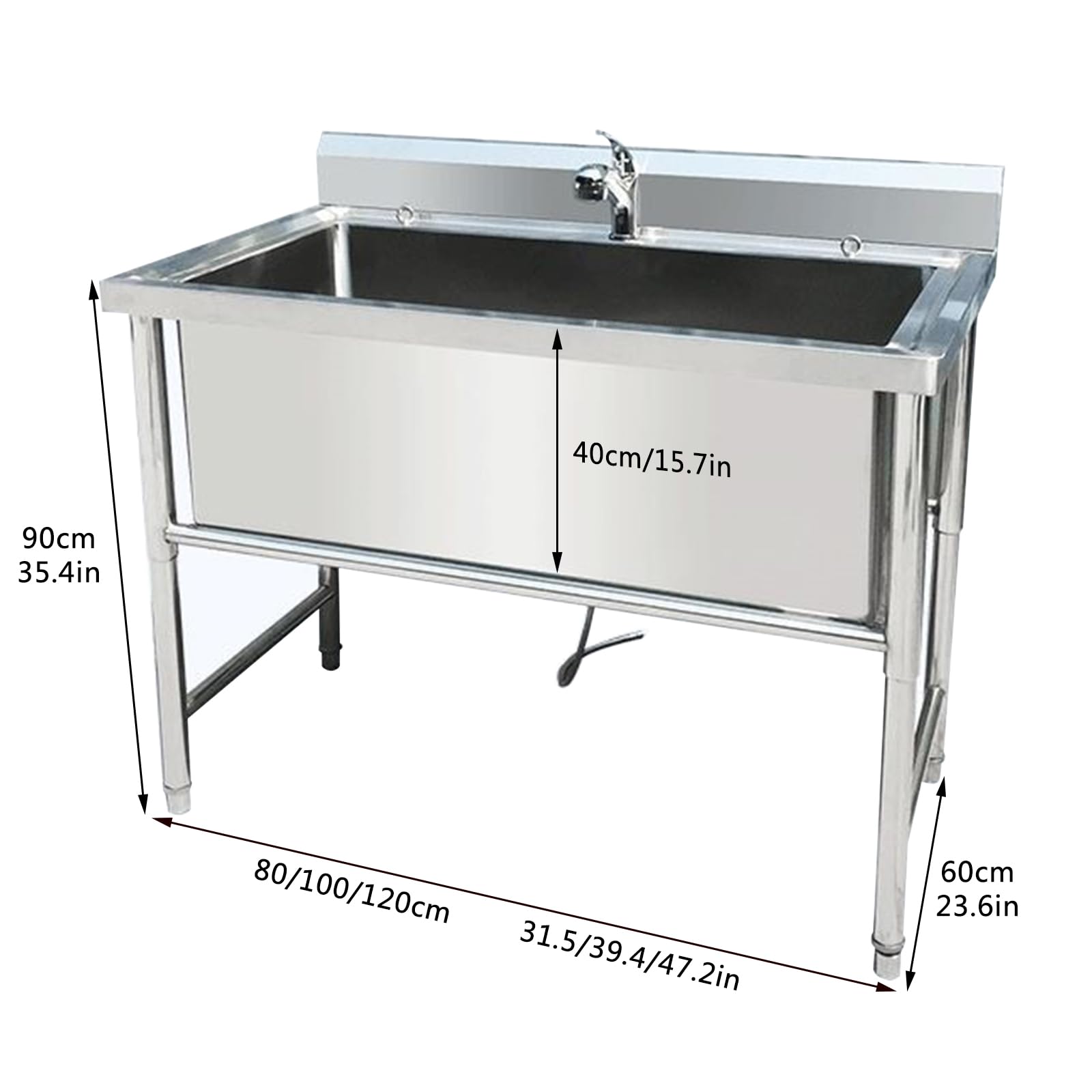 évier De Douche De Lavage,Station De Bain Pour Animaux De Compagnie Pour La Maison,Station De Bain Professionnelle En Acier Inoxydable Pour Chiens,Baignoire De Toilettage Pour Chiens(100cm/39.4in)