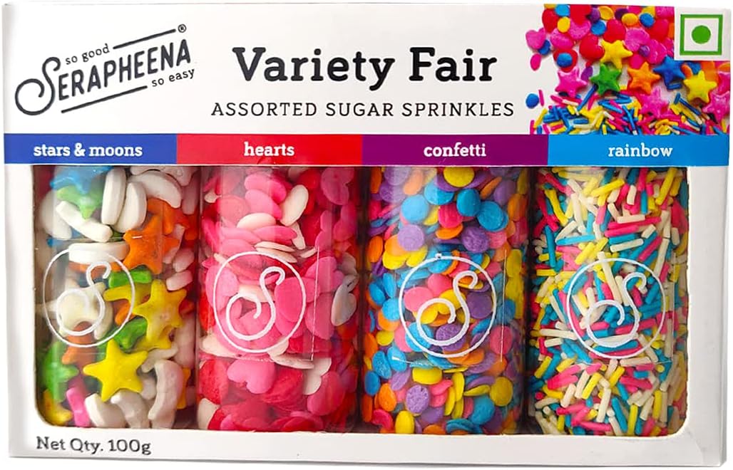 Serapheena Sugar Sprinkles - Variety Fair, 100g | Cakes and Cupcakes Decoration Kit
