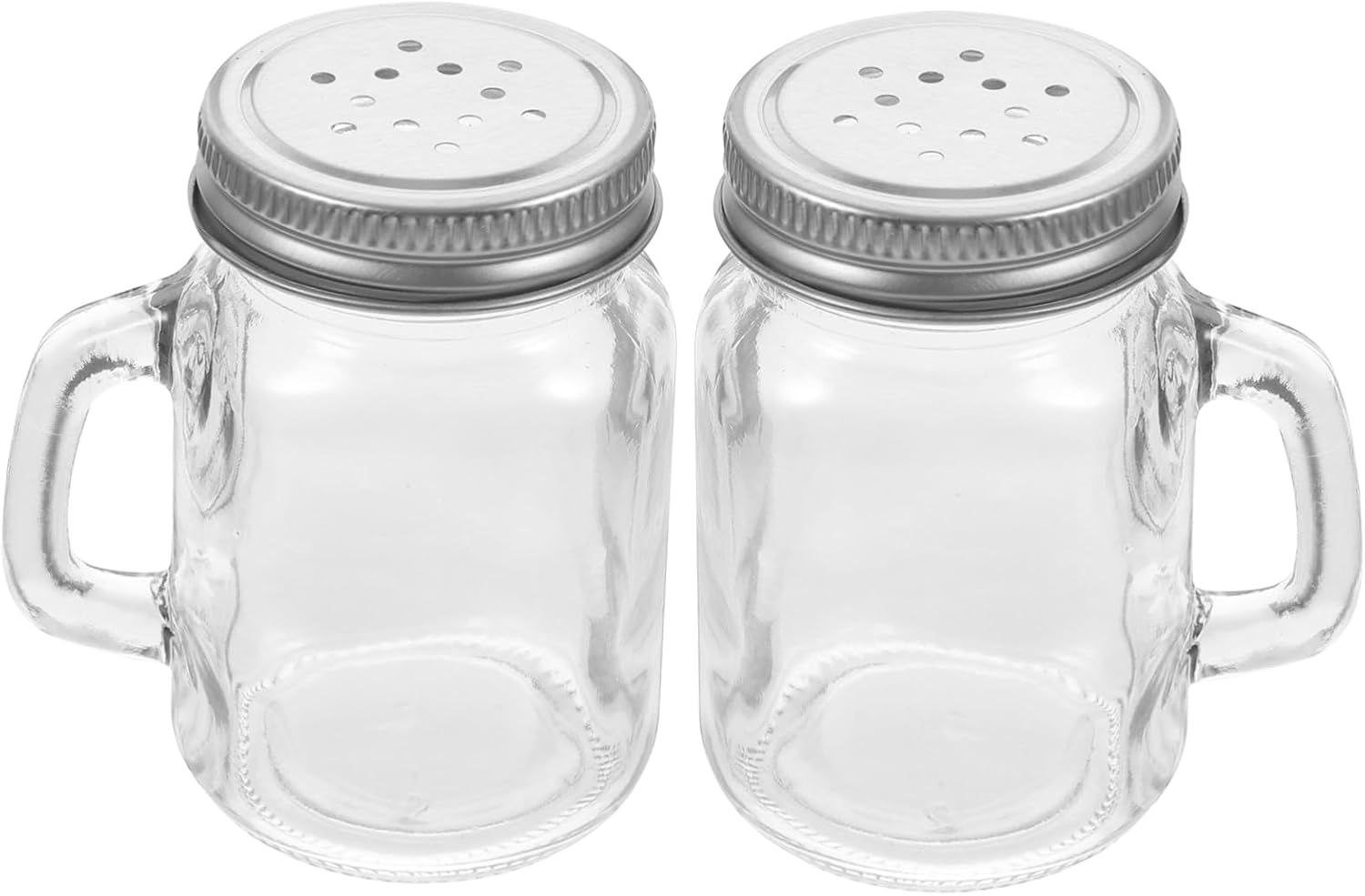 SHOWERORO 2pcs Small Kitchen Spice Jars Mason Jar Condiment Bottles Salt Pepper Shakers