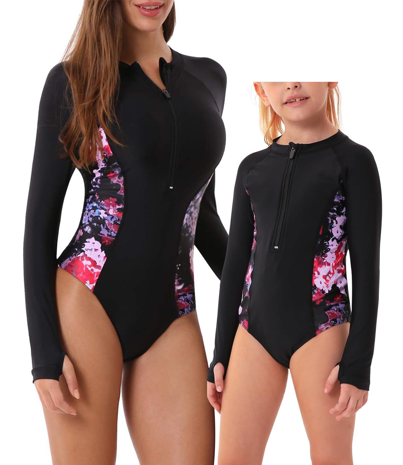 YOLIPULI Women and Girls Matching Swimsuit: Long Sleeve One Piece Rash Guard Bathing Suit UPF 50+ (Please Order Separately)