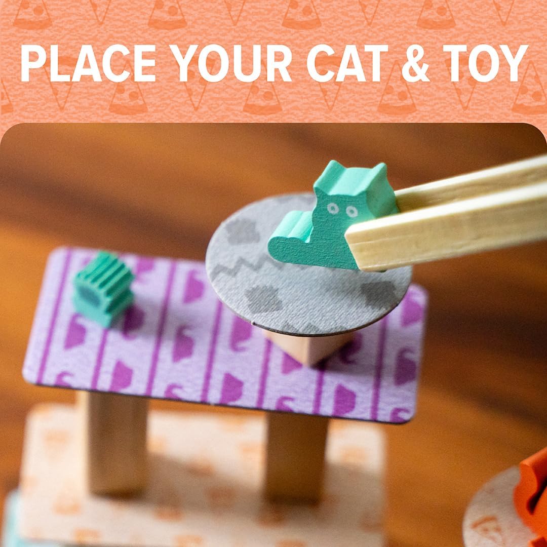 Cats Knocking Things Off Ledges, A Fun Dexterity Stacking Game for Families, Kids, Teens & Adults, Features Cute Cats & Toy Wooden Pieces, Portable to Play Anywhere, Ages 10+, 2-4 Players, 15+ Minute