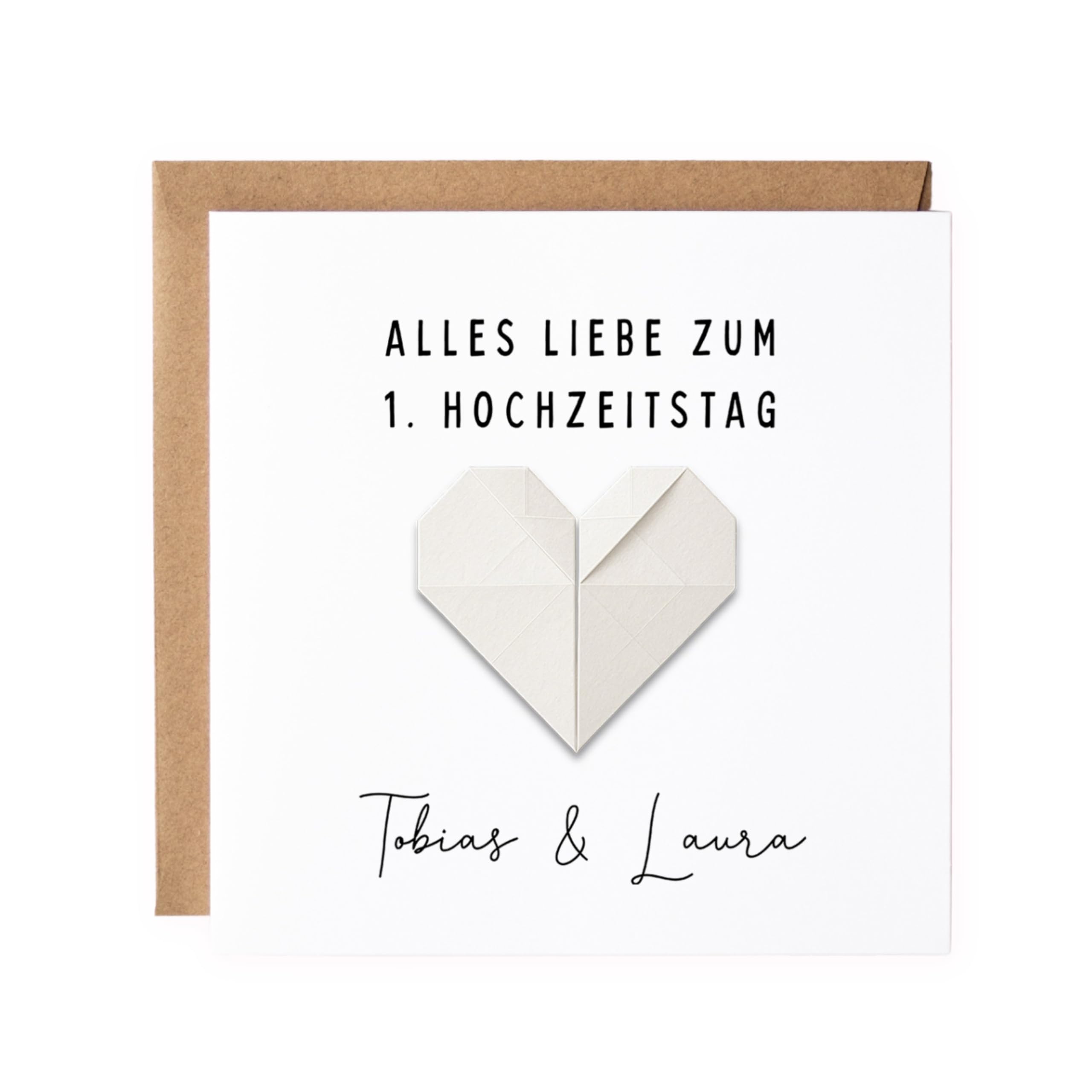 Karte zum 1 Hochzeitstag, Karte zur Papierhochzeit, personalisierte Hochzeitstagskarte, Geschenk zum Hochzeitstag, besondere Karte zum Hochzeitstag, Glückwunschkarte Hochzeitstag, Karte mit Namen