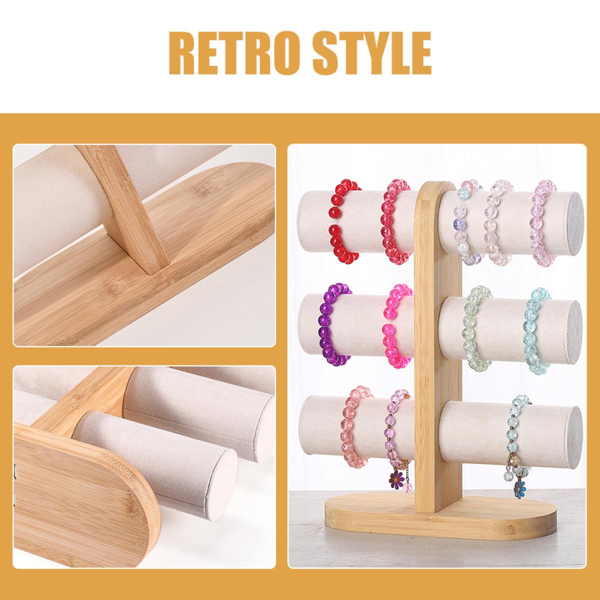 CALLARON Expositor de Joyas Soporte de Escritorio de 3 Niveles de para Almacenar y Exhibir Accesorios Diseño Retro para Pulseras y Relojes