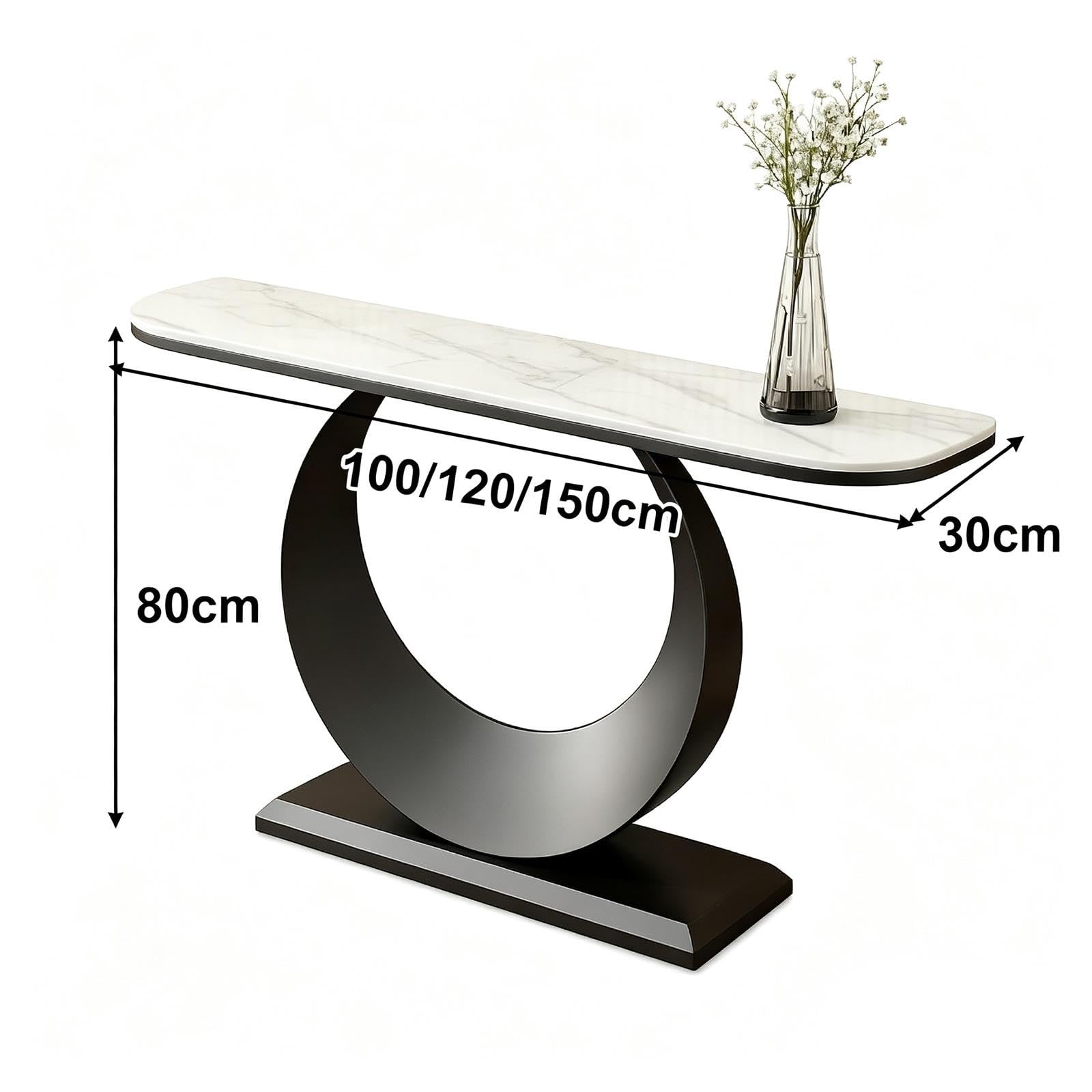 Table Console Entree avec Plateau en Pierre Table Console Décorative Contre Le Mur pour Salon, Couloir, Chambre, Foyer ou Espace de Réception(Black,100 * 30 * 80cm)