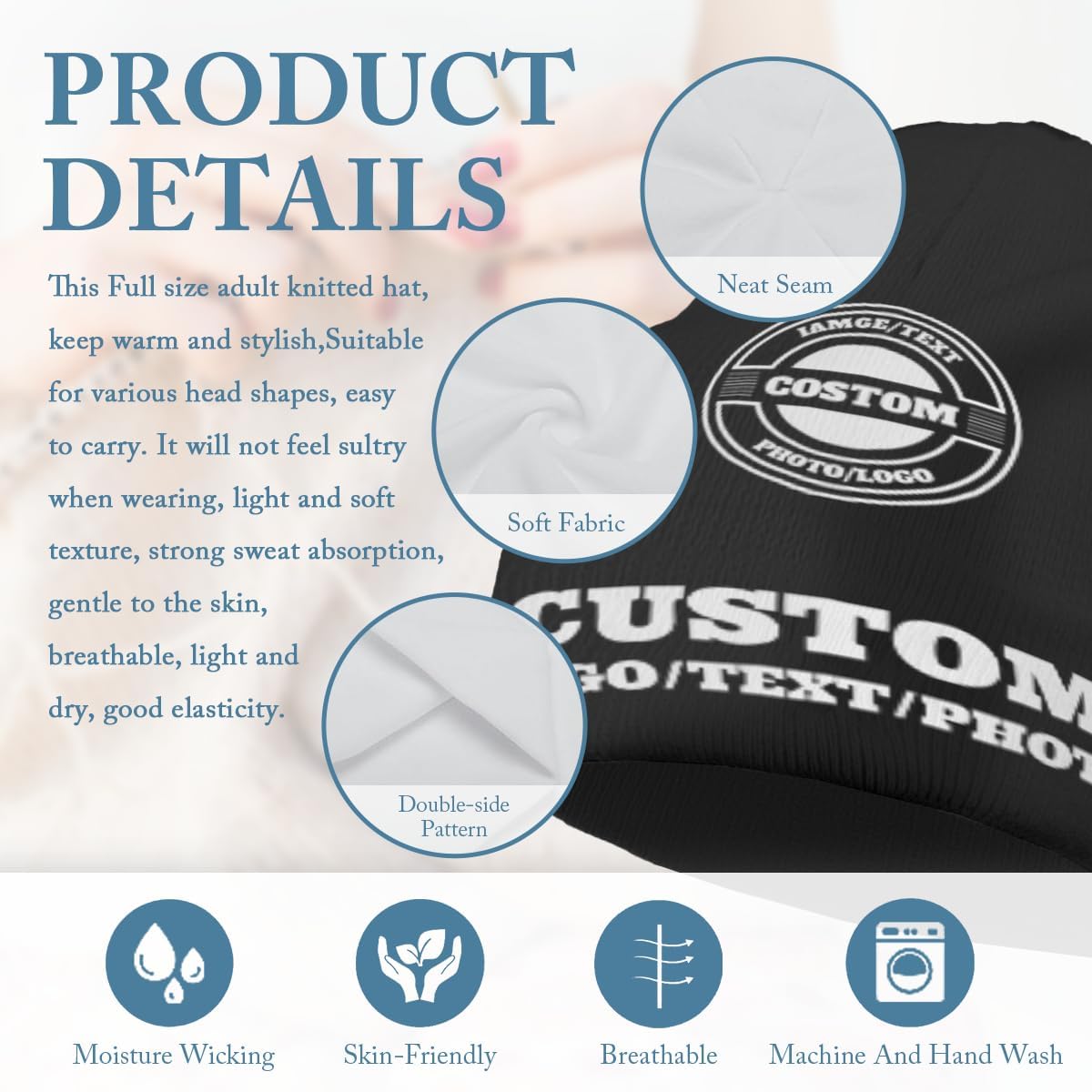 Custom Beanie Design Your Own Customized Beanie for Men and Women with Photo Text Logo Personalized Beanies Winter Gift - Image 4