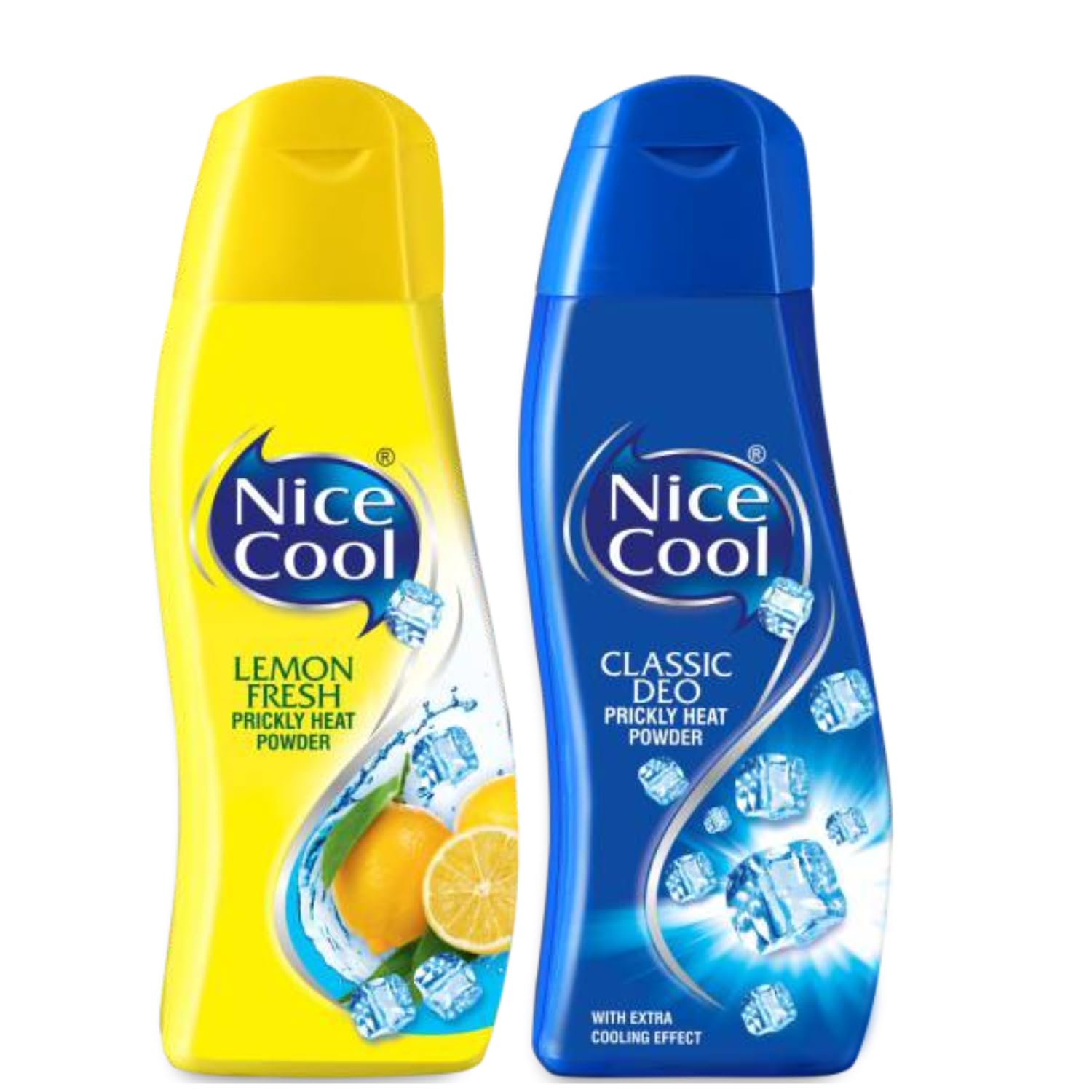 NICE COOL LEMON FRESH & CLASSIC DEO POWDER(100GM X 2) - Refreshing | INSTANT ICY COOLING | Summer Body Talcum | Expert Skin Solution | Absorbs Moisture | Get Relief from Skin Problems, Germ Expert