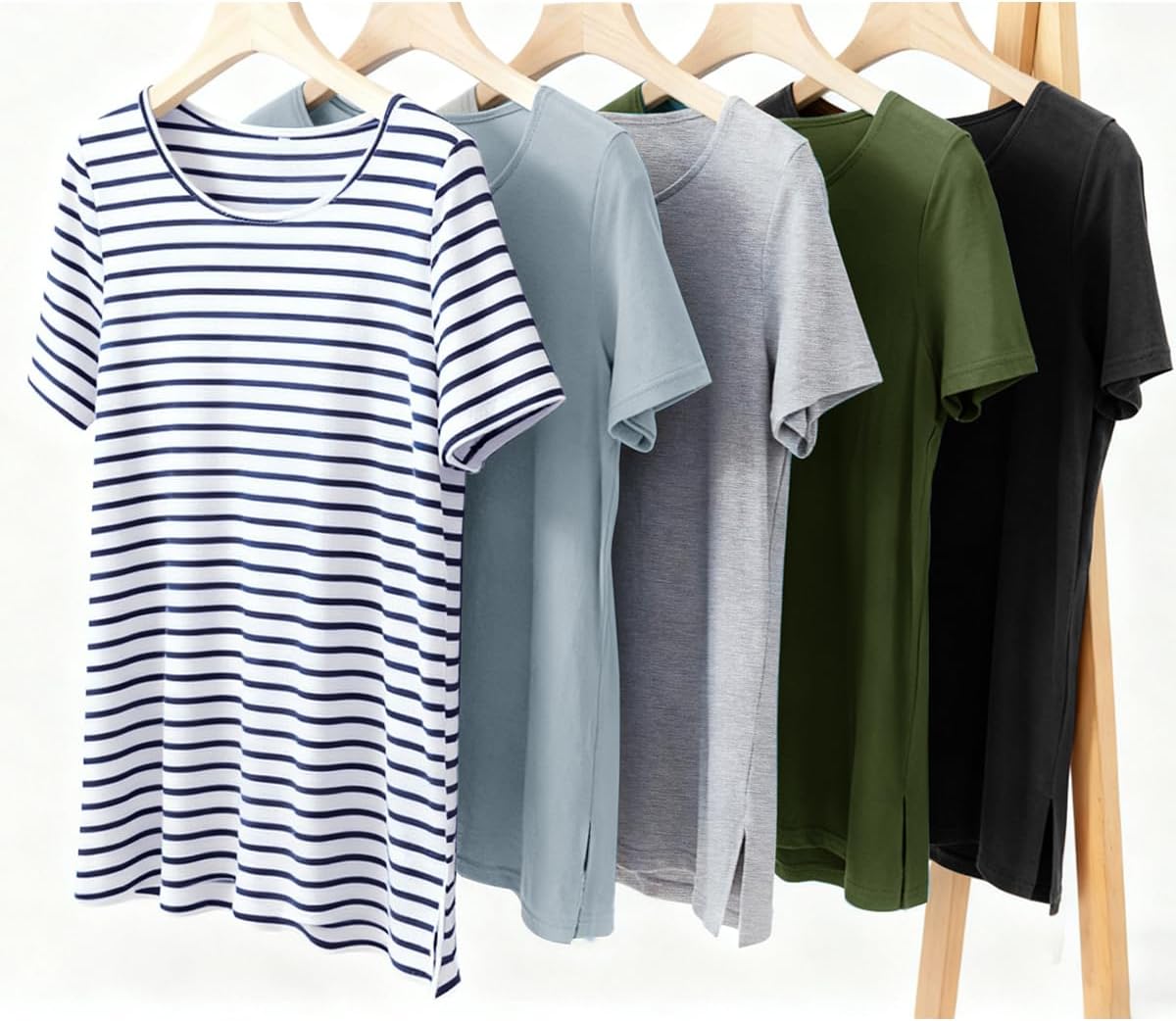 Women's Maternity Shirts Short Sleeve Split Hem Pregnancy Tops Clothes - Image 6