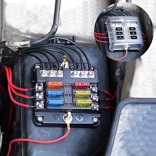 Bluefire 6 Way Blade Fuse Box Fuse Box Holder Standard Circuit Fuse Holder Box Block With Led Light Indication & Protection Cover For Car Boat Marine Trike Car Truck Vehicle Suv Yacht Rv #TOP1