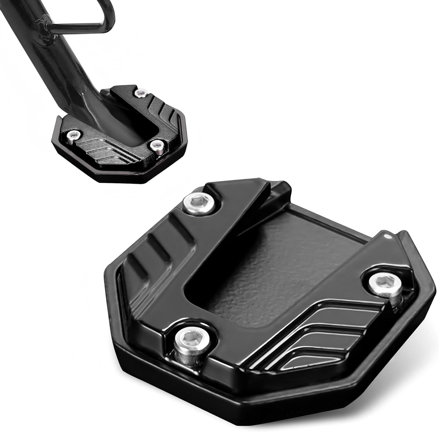 Motorcycle Kickstand Pad, Metal Anti-slip Motorcycle Kickstand Plate, High Strength Side Stand Foot Extension Support Plate, Universal Motorcycles Support Accessory (Black)