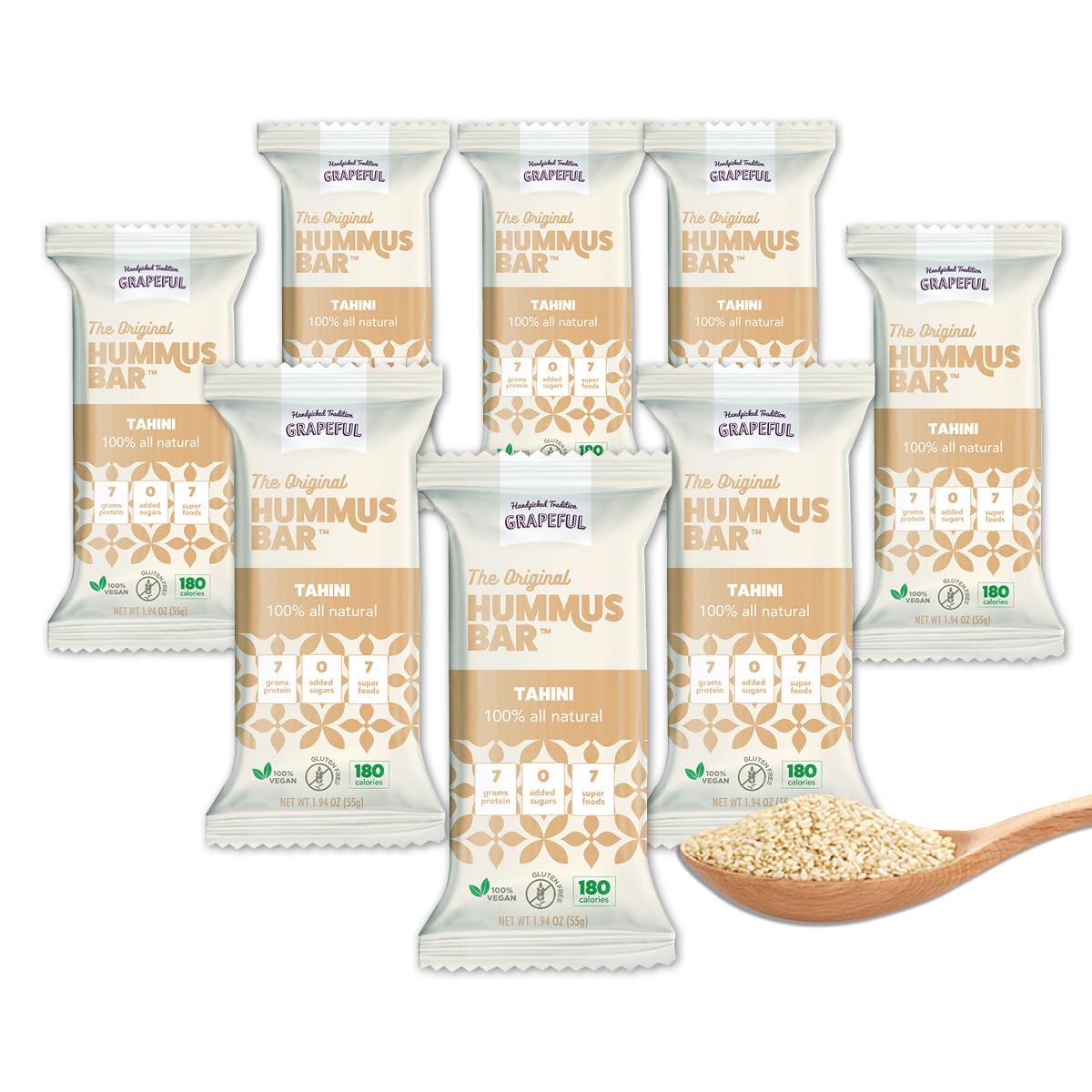 Grapeful Hummus Bar 55gr, Natural Oats, Cashews and Grape Molasses, Natural ingredients, Healthy Energy Bar, Snack, Fats, Vegan Energy Bar, No Added Sugar. (8)