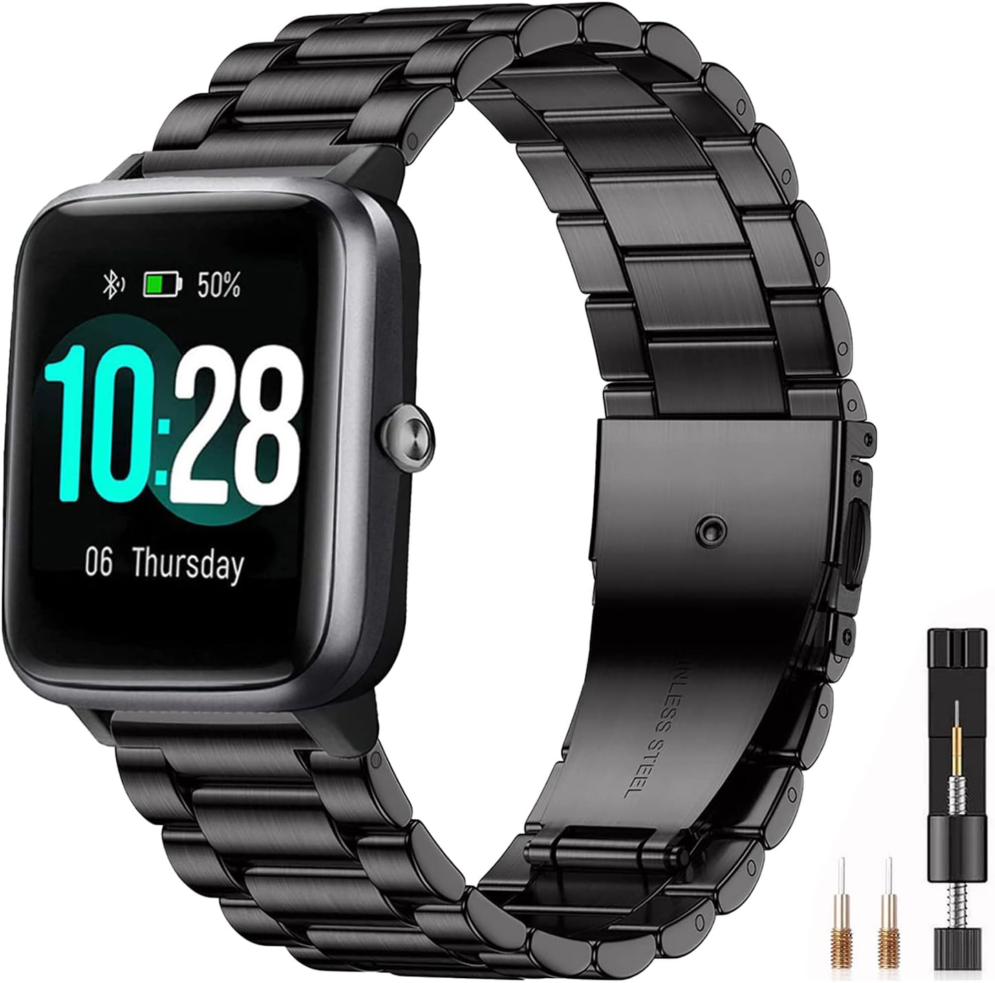 Montre Connectée Yamay + Bracelet Silicone Noir Et Vert De Rechange – Occasion