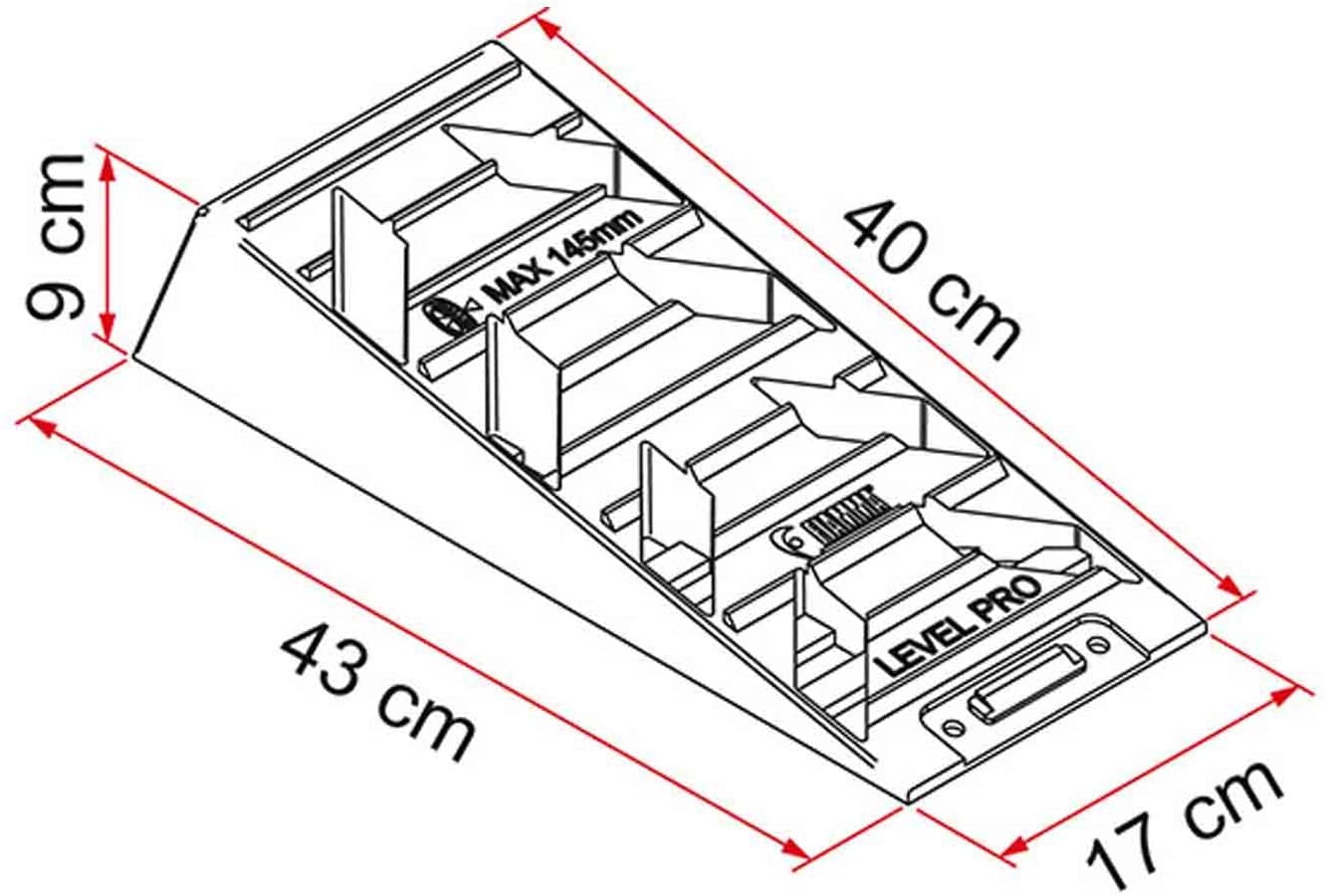 Fiamma - Cuñas, juego de 2, para estacionamiento, hasta 5000 kg, 40/43 x 17 x 9,5 cm para caravana o autocaravana