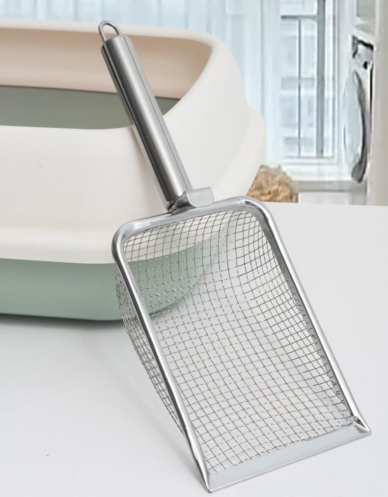 PlushPlumage Stainless Steel Cat Litter Scoop,Durable Mesh Pet Waste Scooper for Cats Dogs, Rabbits, Hamsters & Reptiles