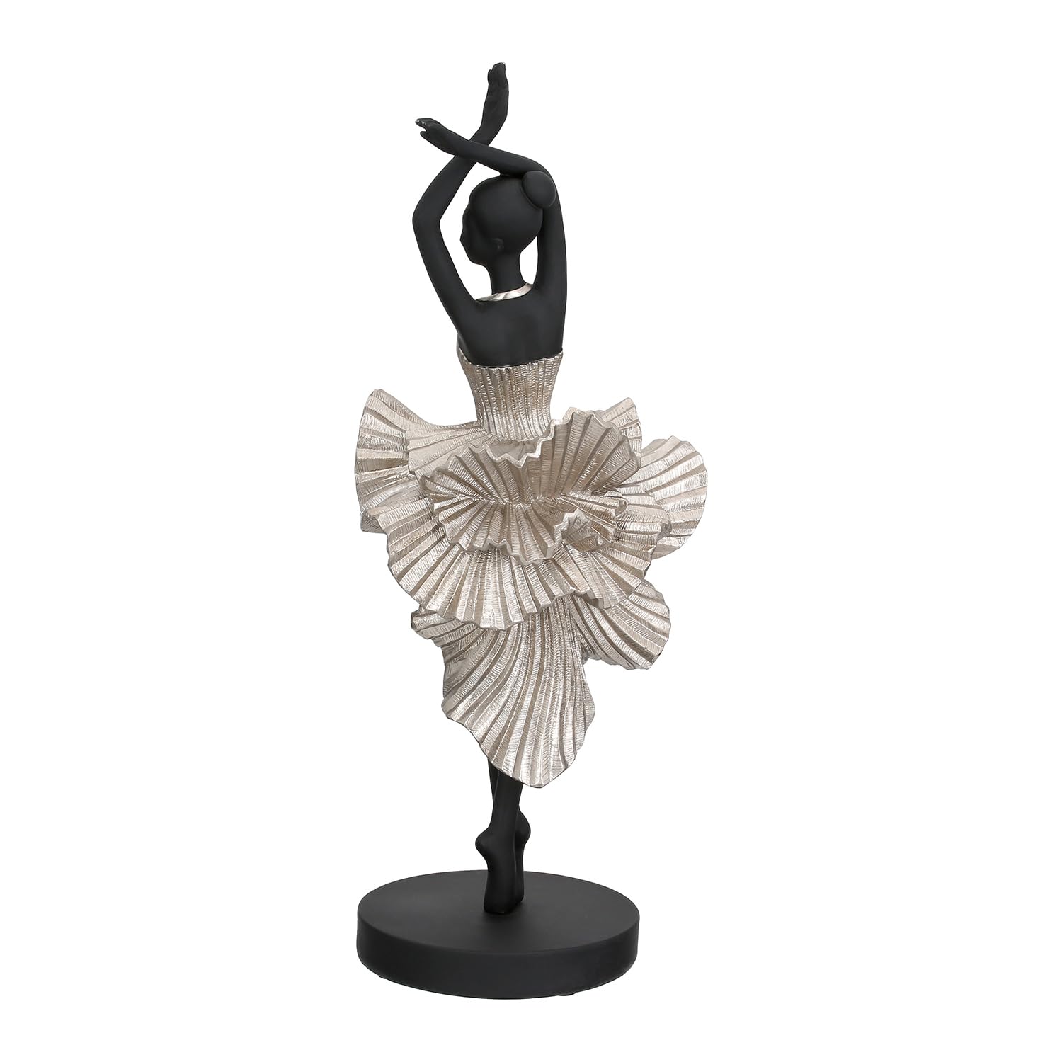 GILDE Scultura Ballet – Ballerina in resina – nero opaco – effetto metallico – altezza 44 cm x diametro 14 cm