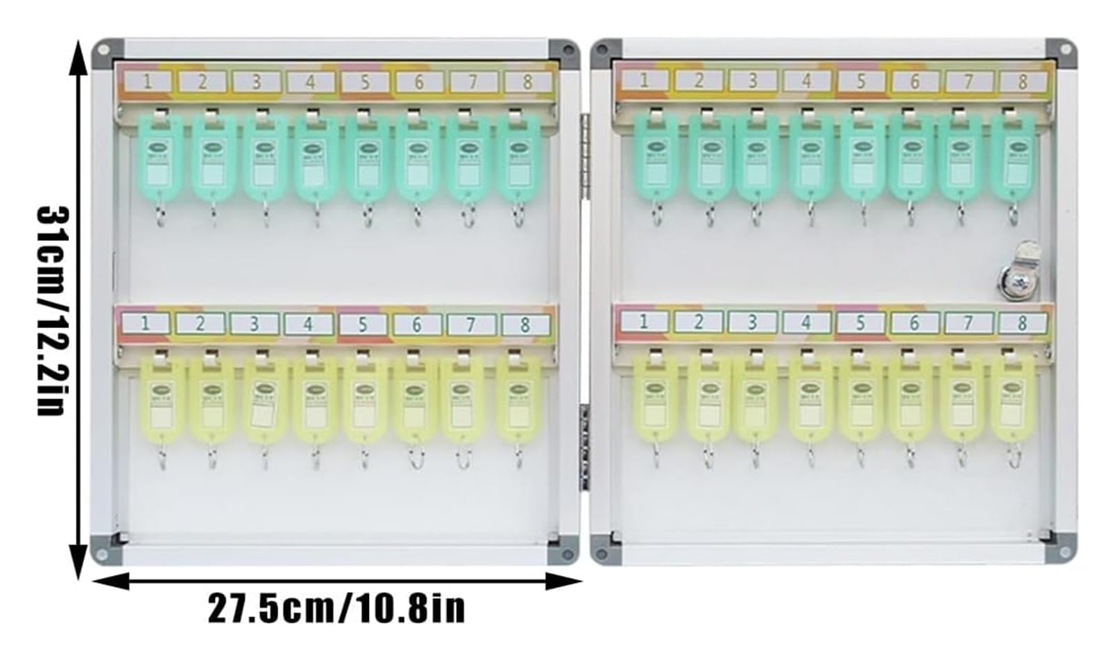 Boîte de rangement murale en alliage d'aluminium avec serrure de sécurité et étiquettes clés, organiseur sécurisé pour la maison et le bureau
