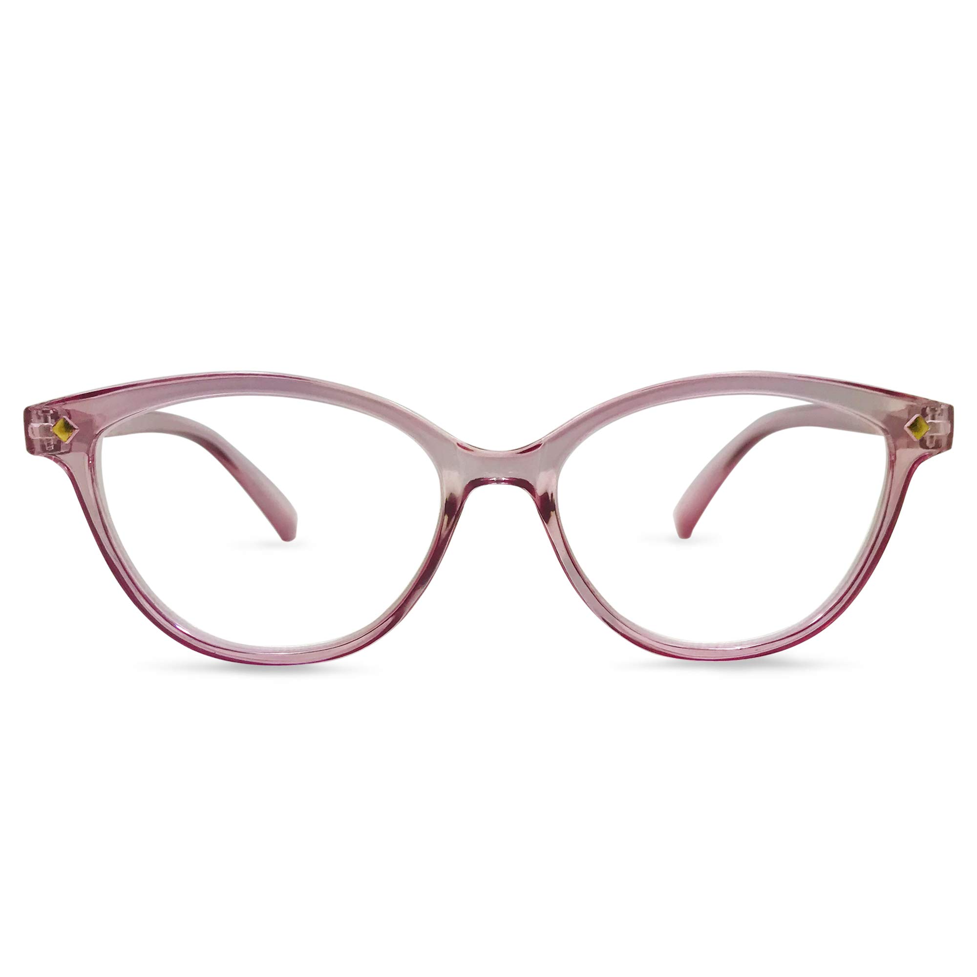 City Sights Eyewear Manhattan Cateye Thin Lightweight Womens Readers (Clear Lavender, 4.0)