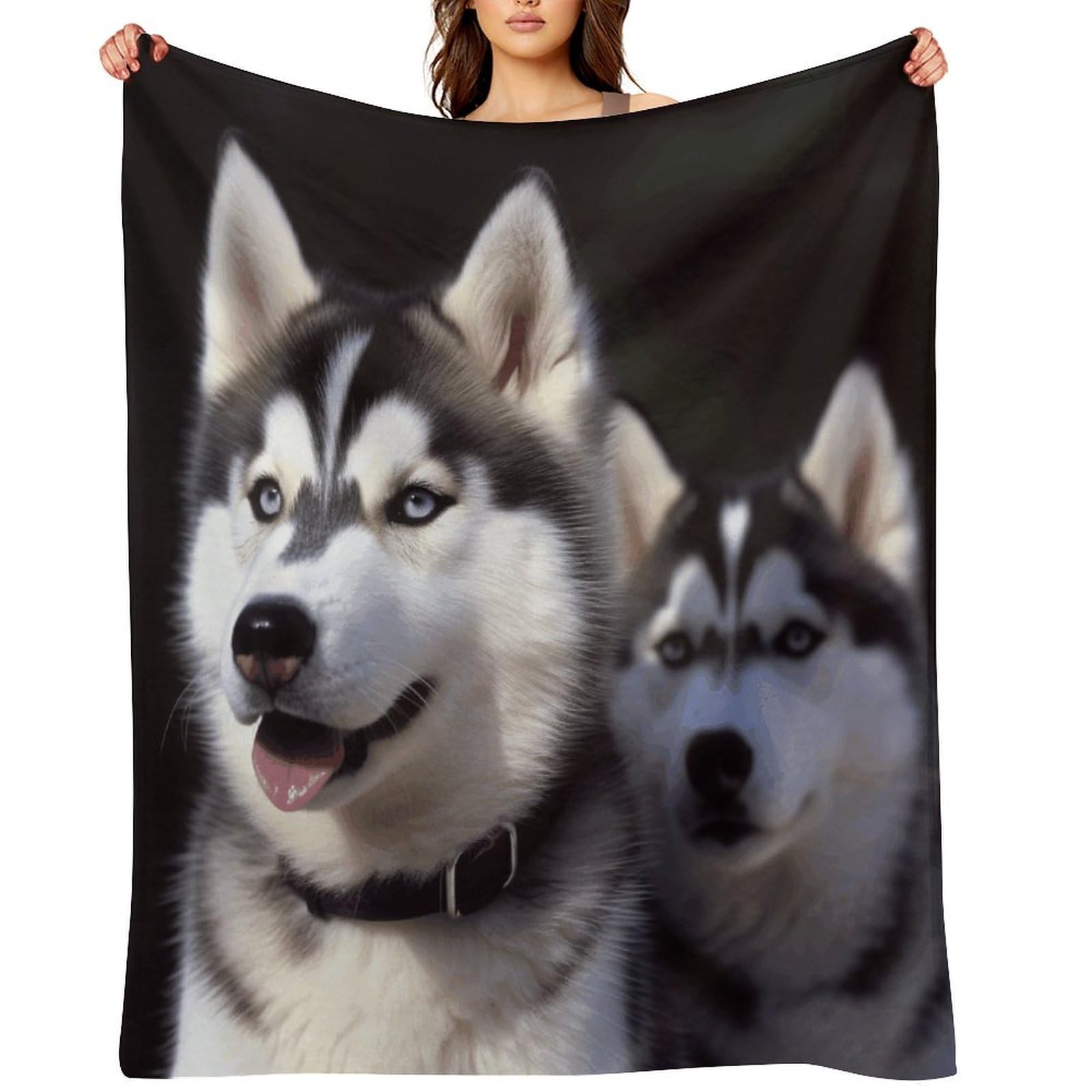 Husky Dog Throw Blanket for Couch and Bed Super Soft Warm Lightweight Throw Blankets Cozy Fuzzy Flannel Blanket Personalized Decorative Blankets for Sofa Decor 60"x80"
