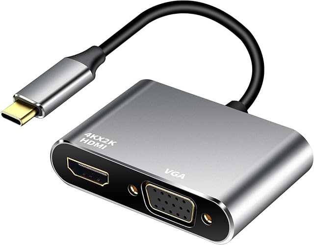 USB C to HDMI VGA Adapter, USB Type C Thunderbolt 3 to VGA HDMI 4K Converter for MacBook Pro/Air 2020 2019,iMac,Dell XPS 13/15,Surface Go,Galaxy S20,Chromebook