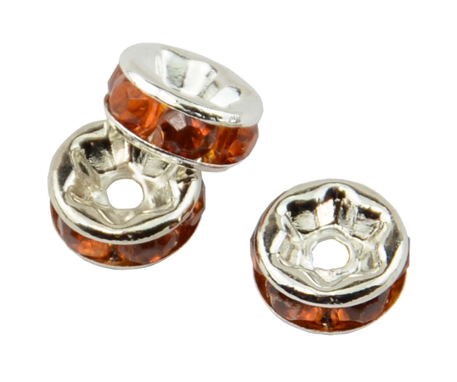Box Displays Amber Pack Of 30 Rhinestone Crystal Rondelle 6X4mm Silver Colour Spacer Beads Diy Jewellery Making Craft Beading Fashion Jewelry Costume Design Spacer Finding Beads
