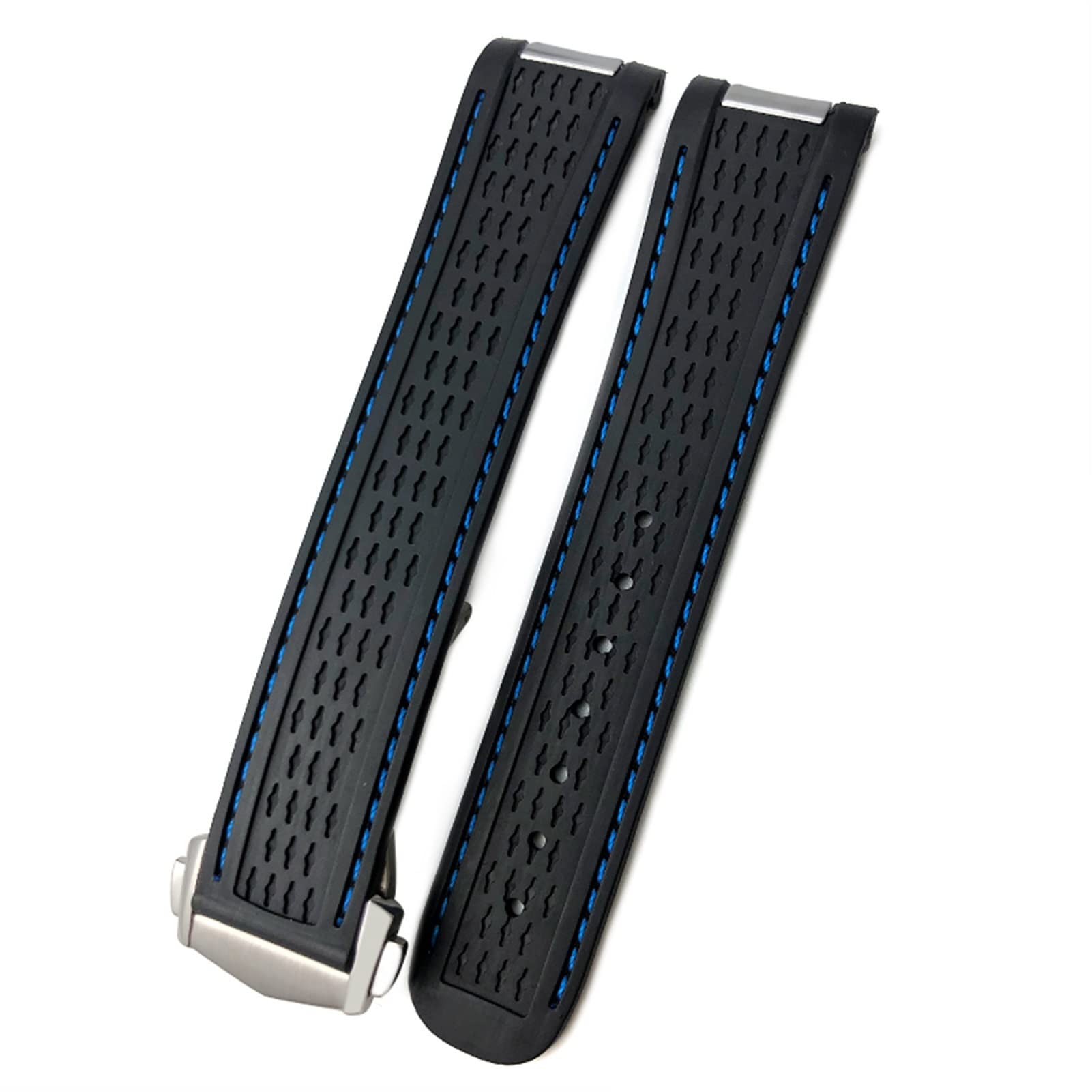 Bracelet montre caoutchouc 20 mm bleu compatible Omega Seamaster 300 AT150