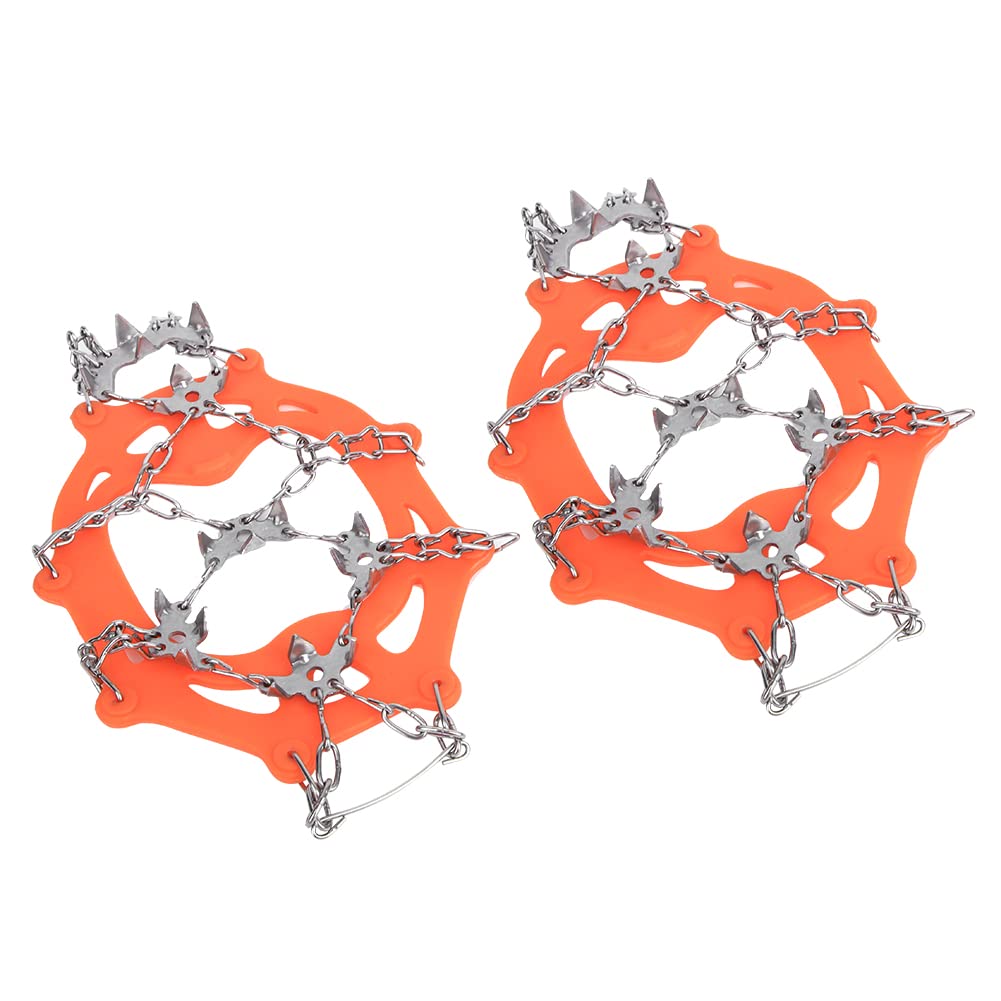 01 02 015 Crampons, Non-Slip Stainless Steel TPE Soft Glue 19 Teeth Climbing Shoe Crampons for Mountain Boots for Hiking Shoes for Sports Shoes(M, 19 Teeth Orange)-picture-10