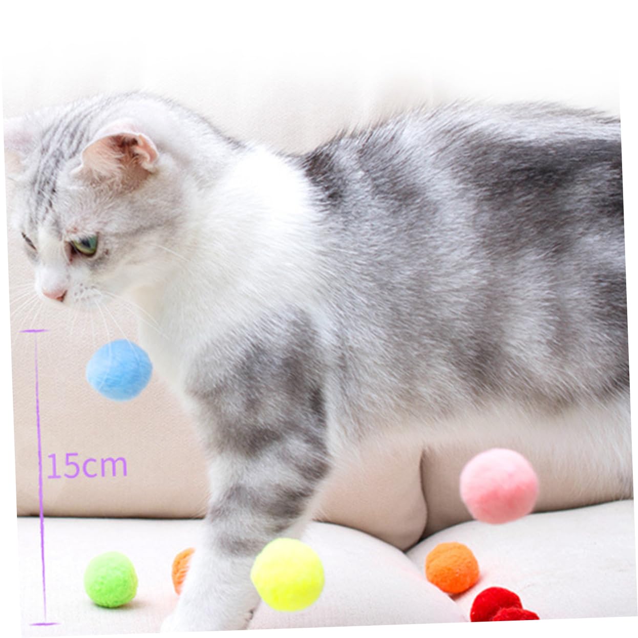 Balles Lumineuses Pour Chat - Lot De 5 - Avec Plumes - Élastiques Et Résistantes - Jouet Interactif Anti-ennui