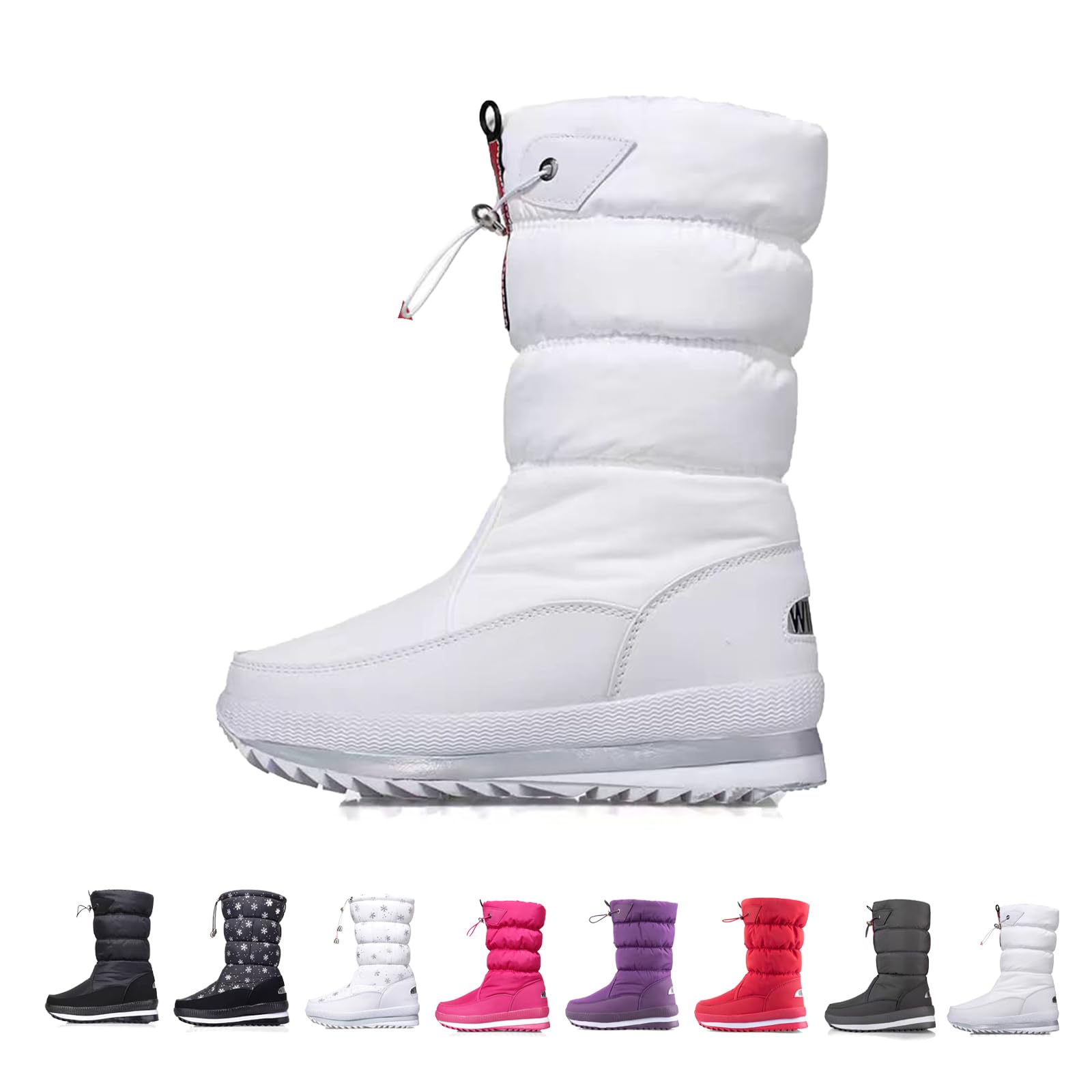 Womens Winter Waterproof Fur Lined Frosty Snow Boots Side Zipper Anti-Slip Mid Calf Boots For Hiking Working Outdoors
