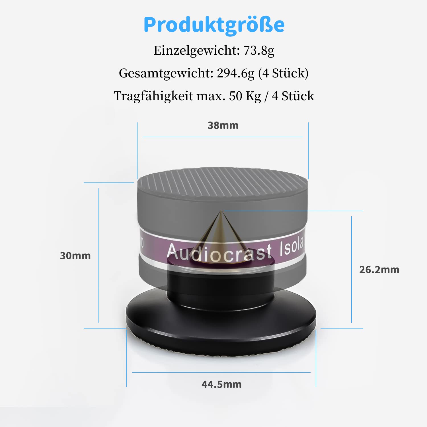 Tertullus Set 4 picchetti regolabili altezza subwoofer altoparlanti carico 50 kg
