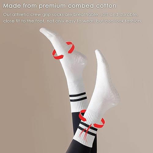 Miniatura 6 de 3 pares de calcetines de yoga con agarre para mujer, calcetines antideslizantes para pilates, entrenamiento, ballet, danza, calcetines de hospital