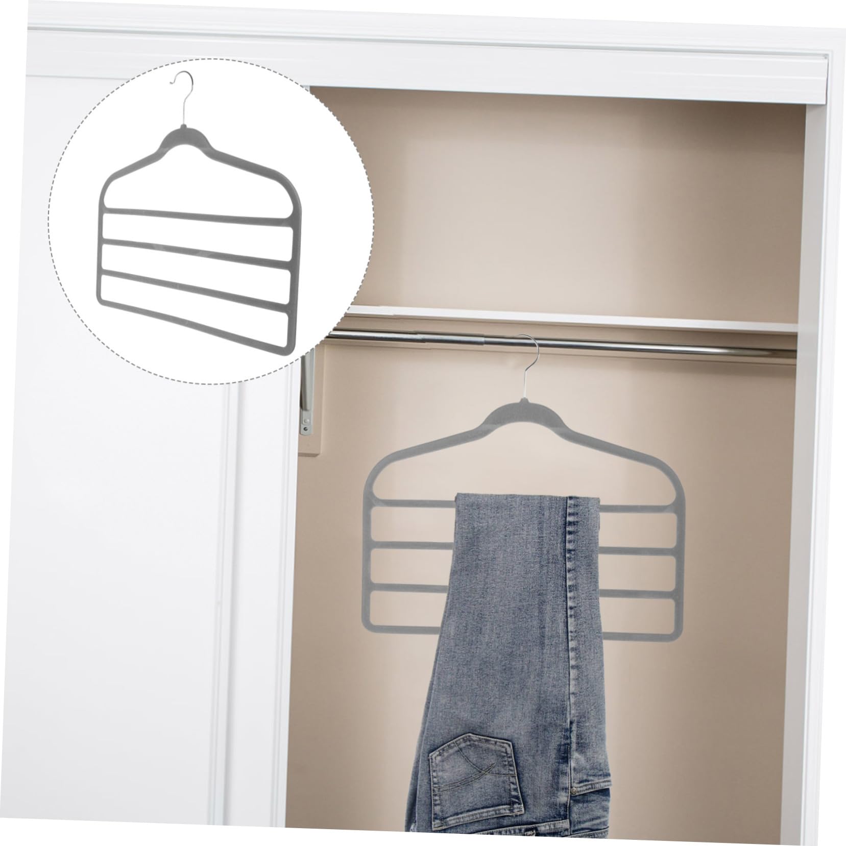 Perchas Multicapa para Pantalones de Plástico Revestimiento de Terciopelo Antideslizante, Paquete de 10 Unidades, Práctico Ahorro de Espacio en Armarios