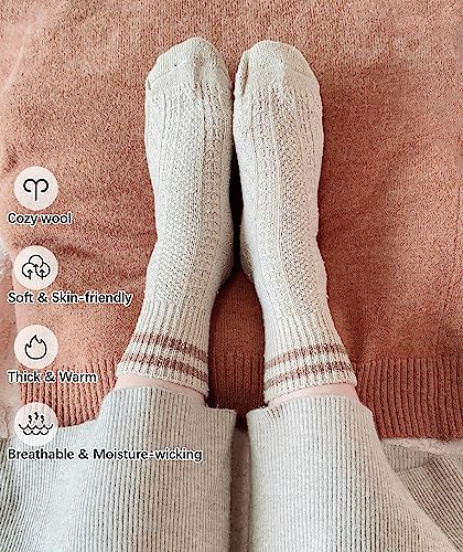 Image of IIG Cute Warm Wool Socks for Women Super Cozy Thick Crew Winter Socks Gifts, 5 Pairs