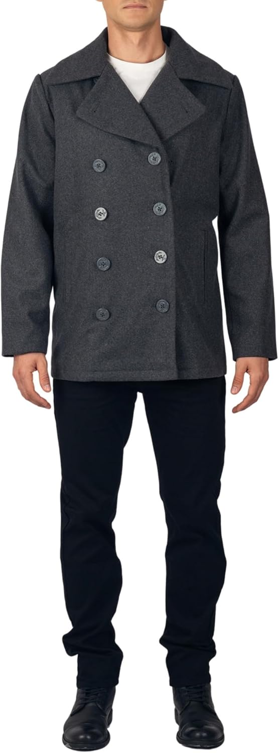 Alpine Swiss Mason Mens Wool Blend Classic Pea Coat Jacket - Image 8