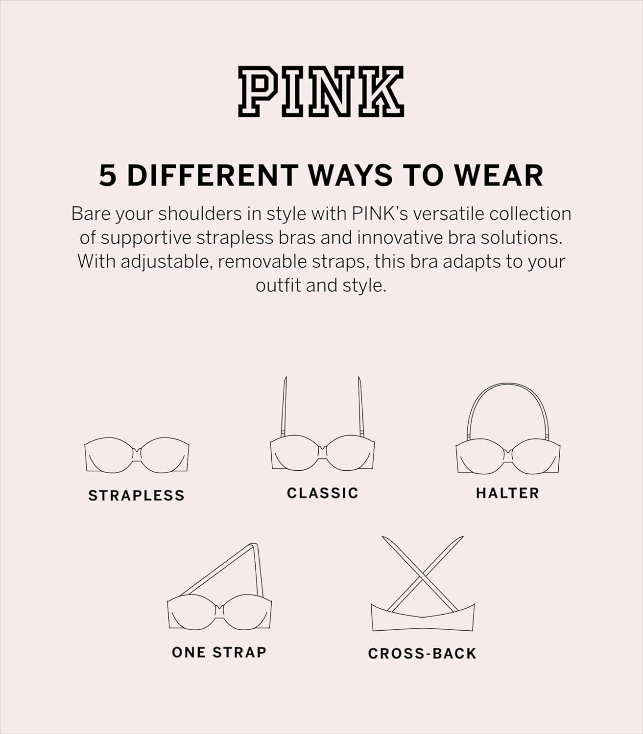 Victoria's Secret Women's Pink Wear Everywhere Push Up Strapless Bra, Bras for Women (32A-38DD) - Image 5