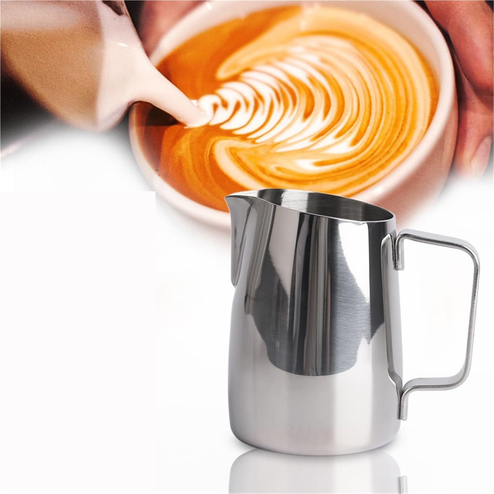 Jarra de café acero inoxidable, jarra for espumar leche, tazas expreso, for espuma artesanal Barista, 2 uds Para Espumar(Black,600ml)