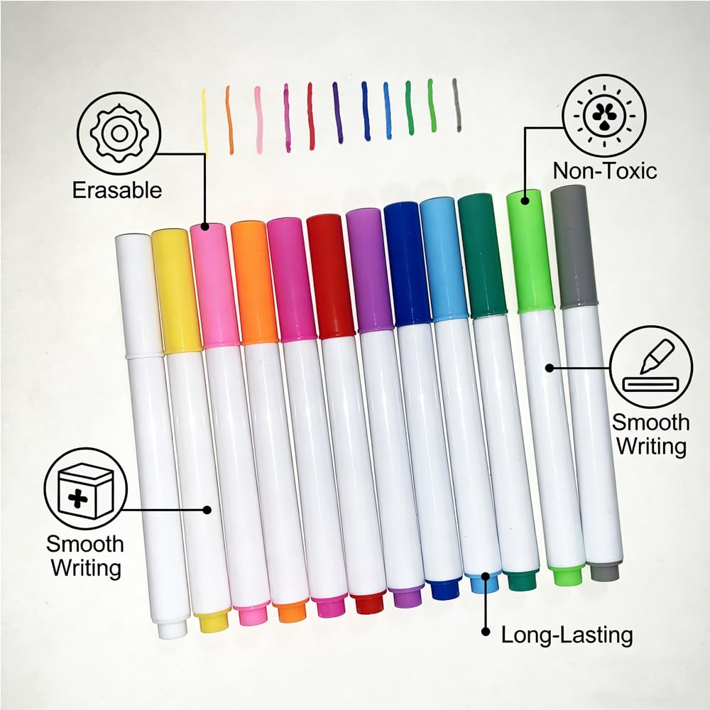 Pennarelli cancellabili a gesso fluorescente, 12 colori neon, per lavagna a LED, set di 2