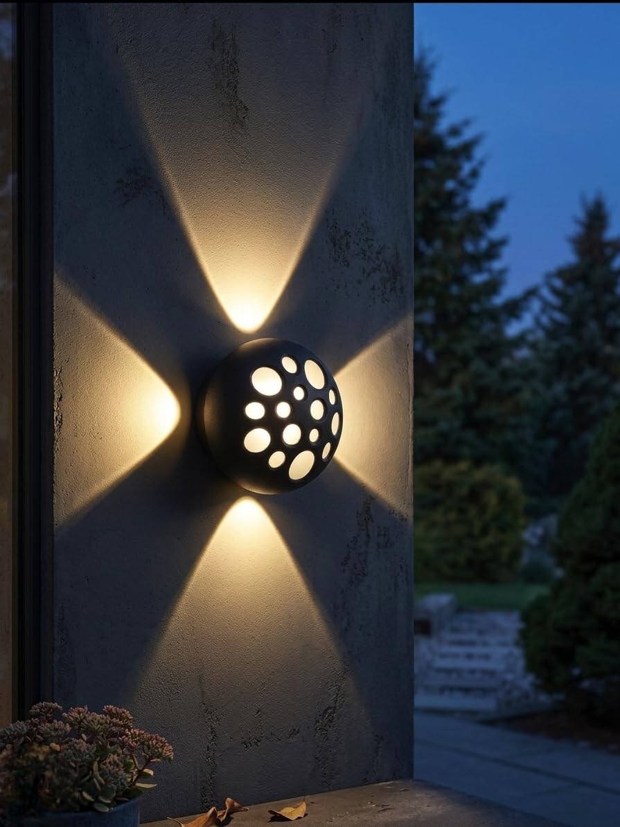 Groeien 7 Watts Waterproof LED Round Dome Shape Four Way Indoor Outdoor Exterior Wall Light(Dome-Fourway, 1, Count)