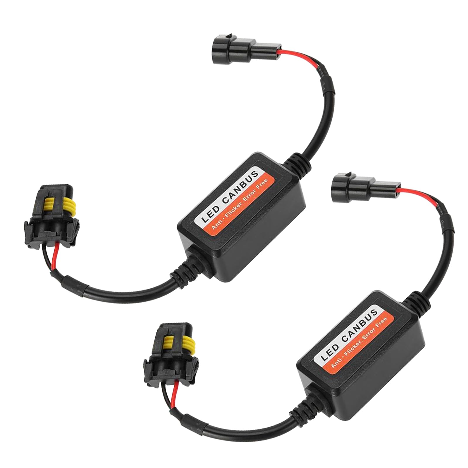 2 PCS Car 9006/HB4/9012 LED Decoder, Radio Audio Computer Failure Error Code Eliminator, Modification LED Anti Flicker Adapter, Universal Plug and Play LED Canbus Filter for Cars (Black)