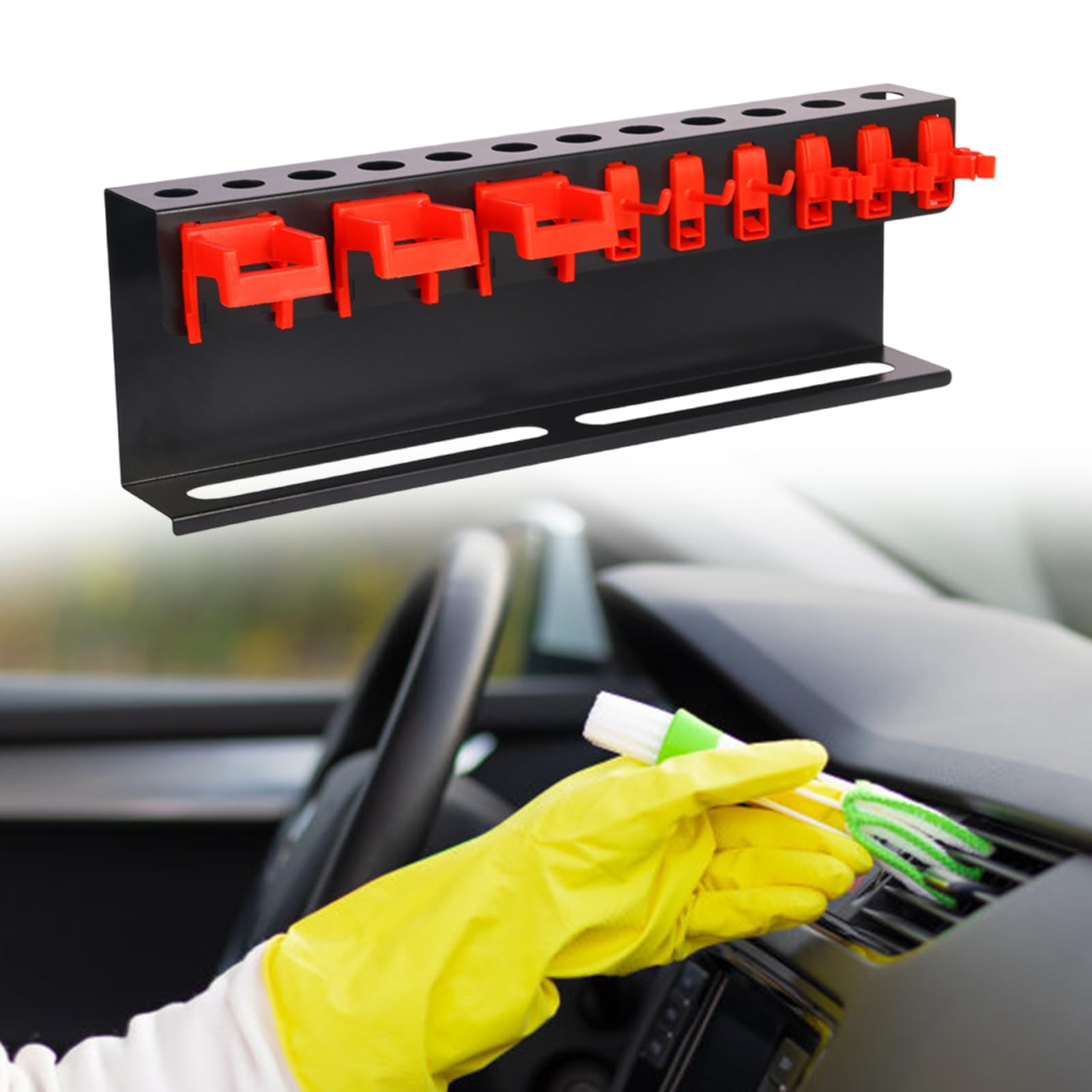 Organiseur pour outils de nettoyage de voiture pour garder votre garage propre et bien rangé, brosses et pulvérisateurs, porte-outils