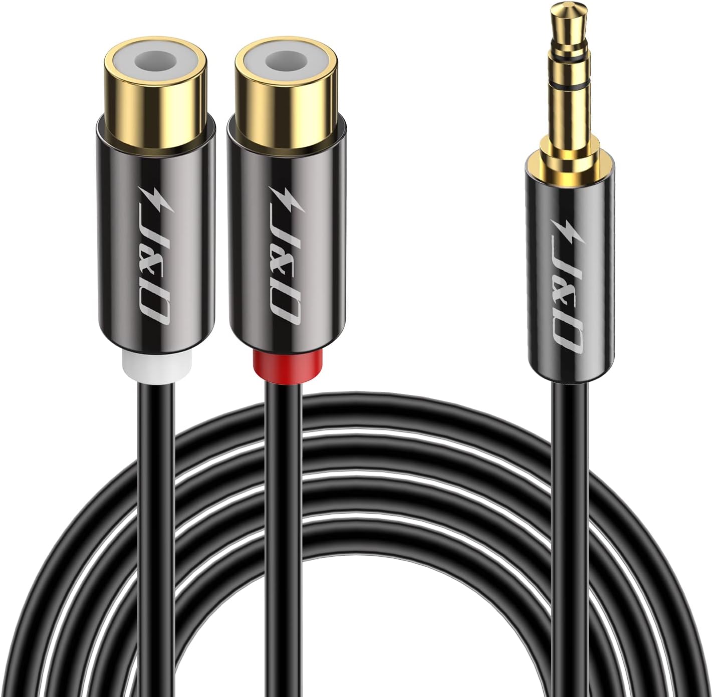 J&D RCA to 3.5mm Aux Cable, Gold Plated 3.5mm 1/8 Male to 2RCA Female Stereo Audio Y Adapter Extension Cable for Smartphone, MP3, Tablet, Computer, Speaker, 0.3 Meter