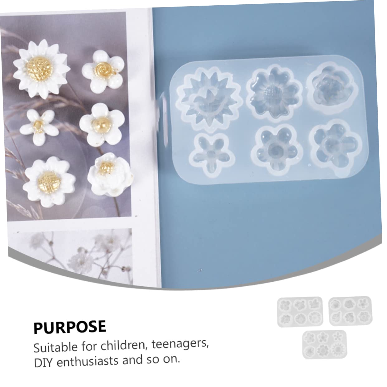 Angoily 3 Series Moldes De Silicona Para Flores De Margarita Moldes De Resina Epóxica Para Diy De Decoración De Joyería Y 3 Piezas*3