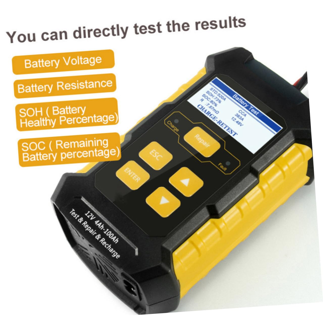 Tragbarer 12v-autobatterie Analysator mit 2, 4-zoll Display